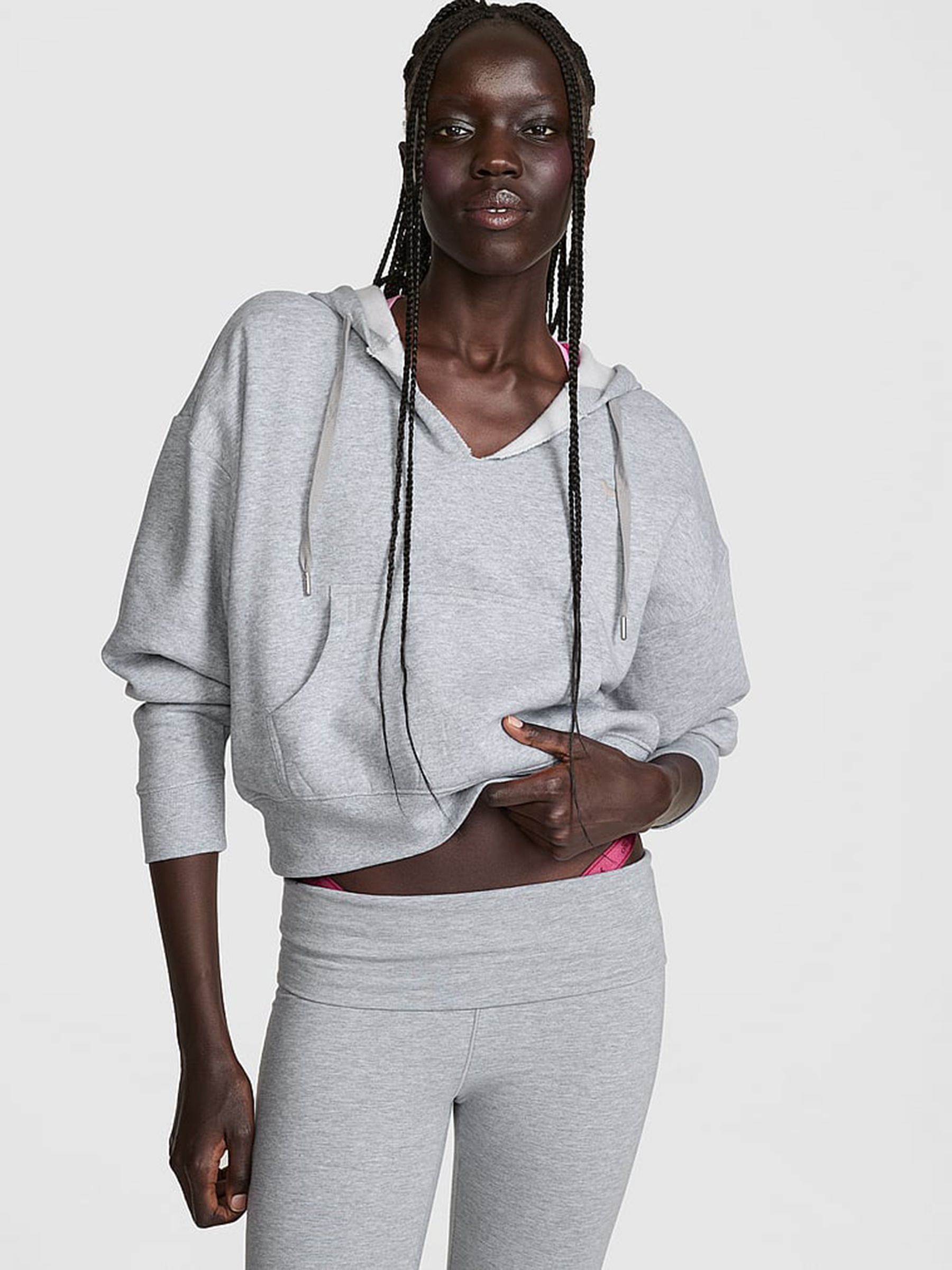 Medium Heather Grey - Notch Neck Hoodie