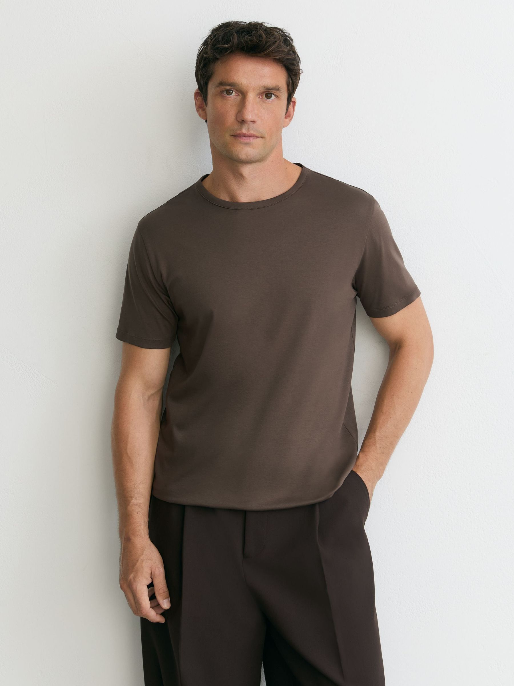 Taupe Brown - Regular Air-water Cotton Tailored-fit T-shirt
