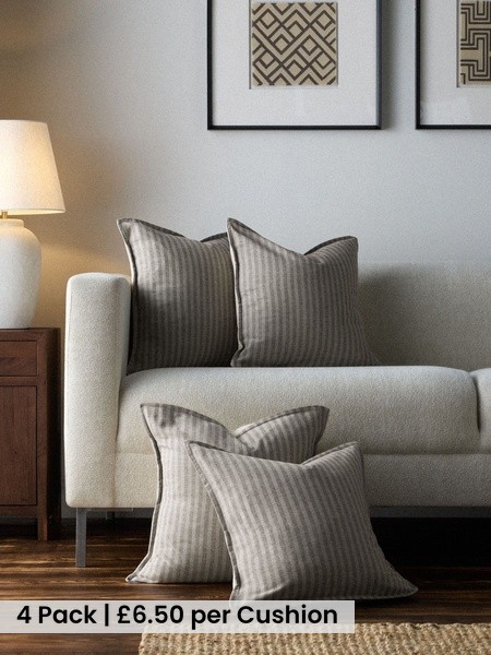 The Set 4 Pack Woven Stripe Cotton Cushion Covers