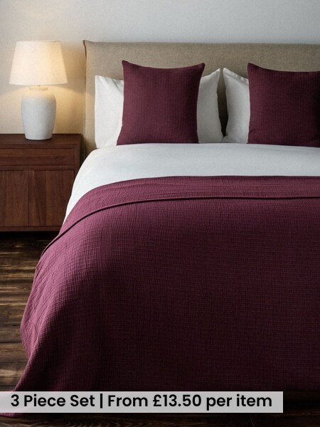 The Set 3 Piece Crinkle Muslin Throw And Cushion Covers