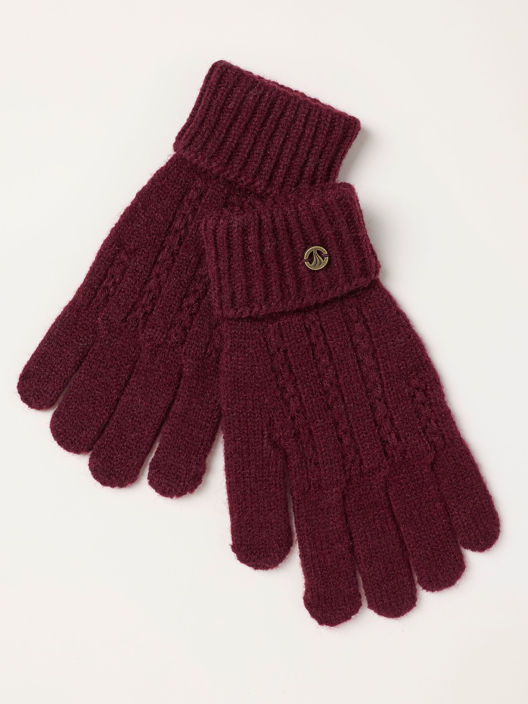 Burgundy Red - Pointelle Knit Gloves
