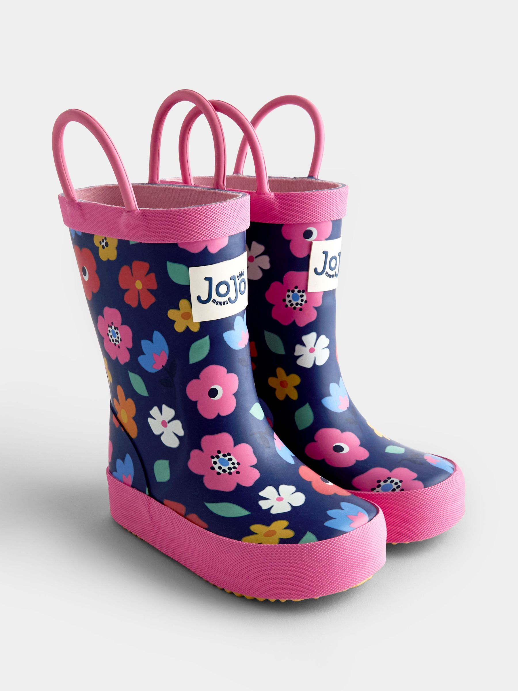 Navy Blue Floral - Handle Wellies