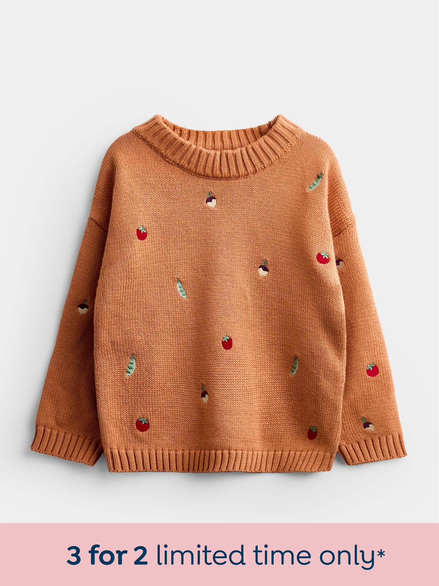 Rust Orange Harvest - Embroidered Knitted Jumper