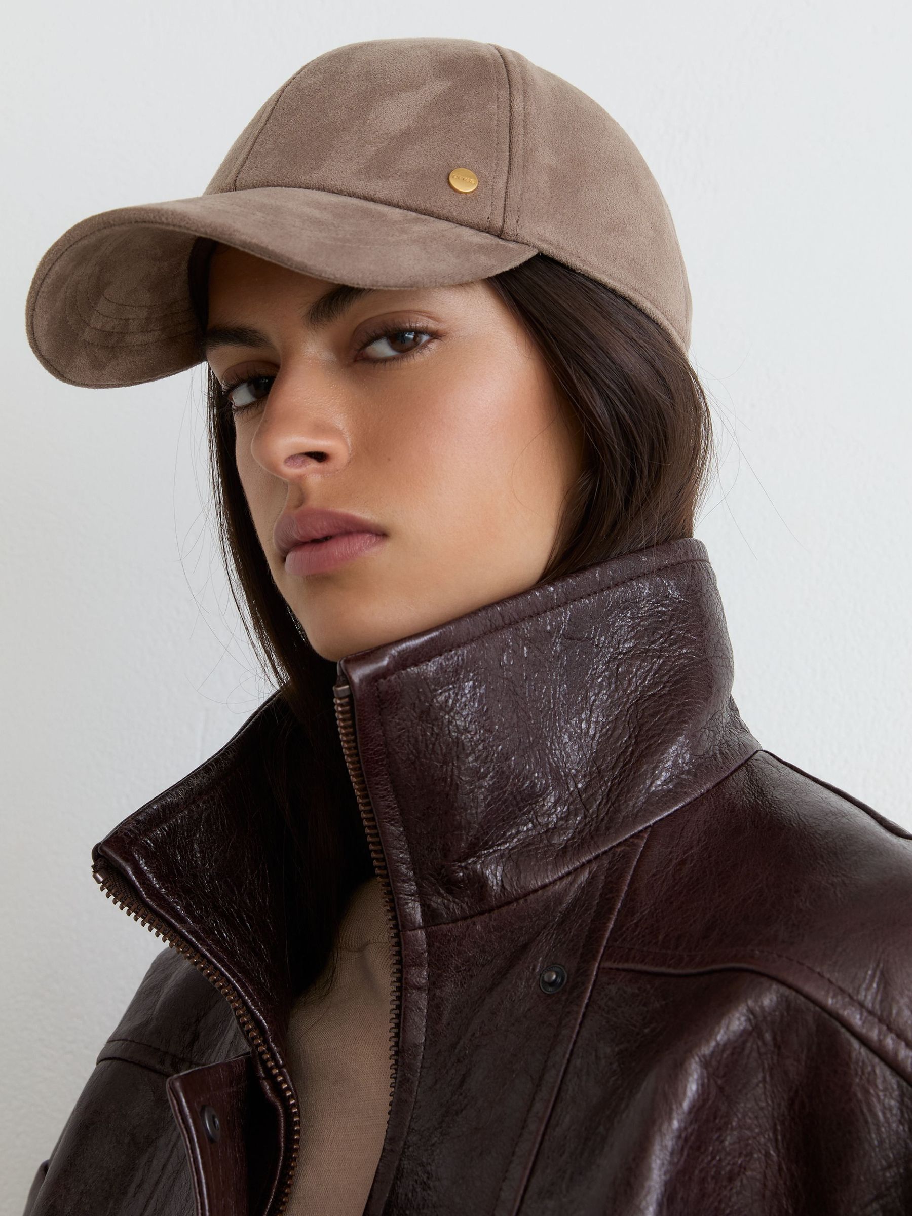 Taupe - Faux Suede Baseball-style Cap