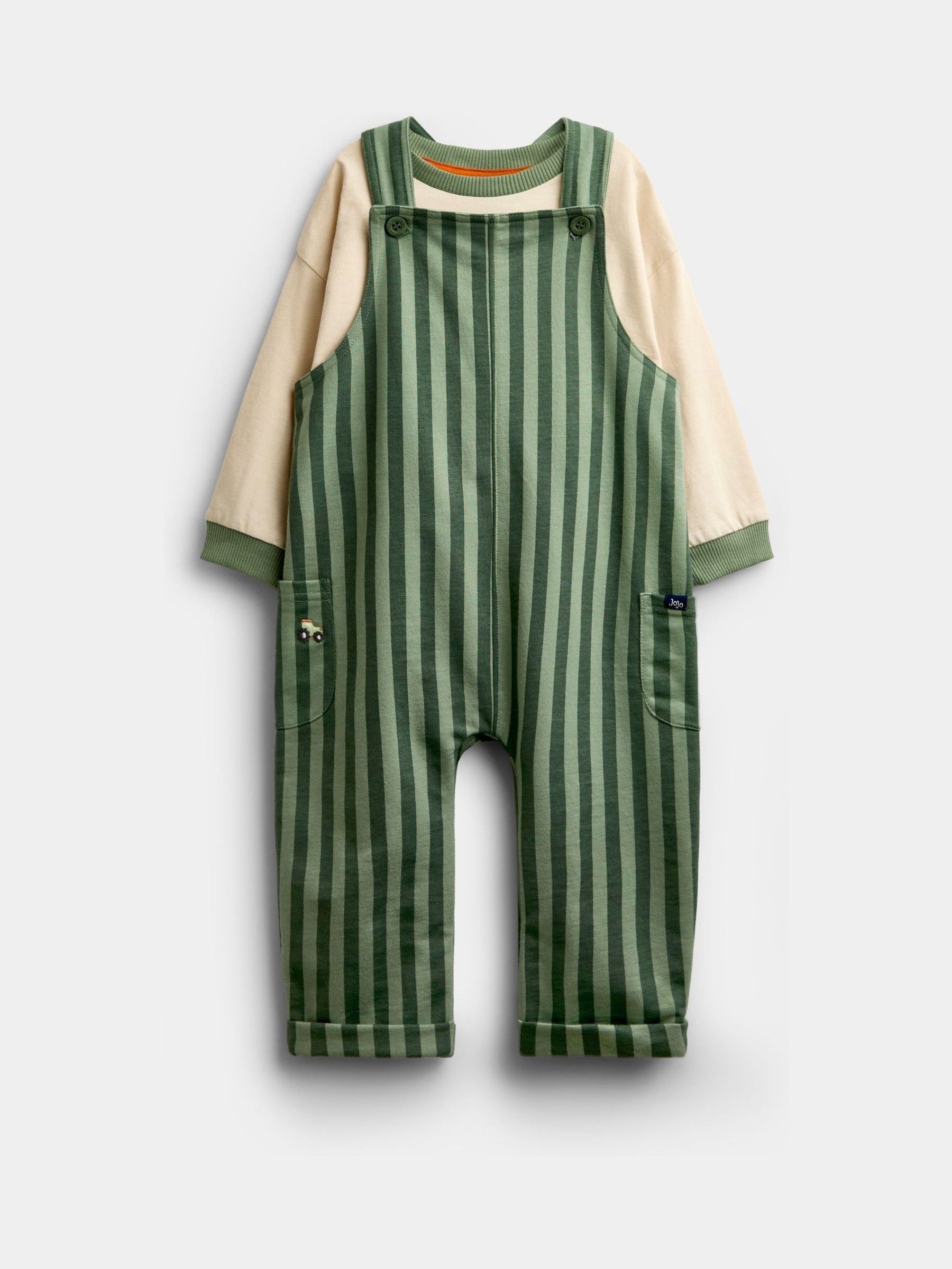 Green Stripe - 2-piece Dungarees & Top Set