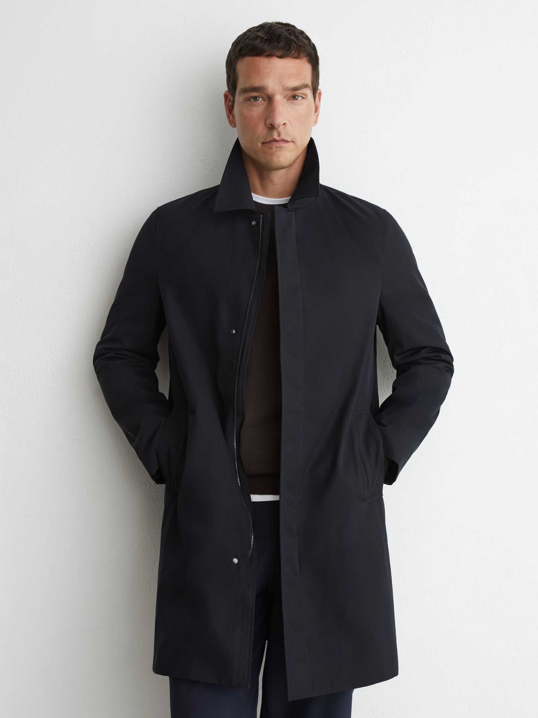 Navy - Regular Technical Long Zip-through Jacket