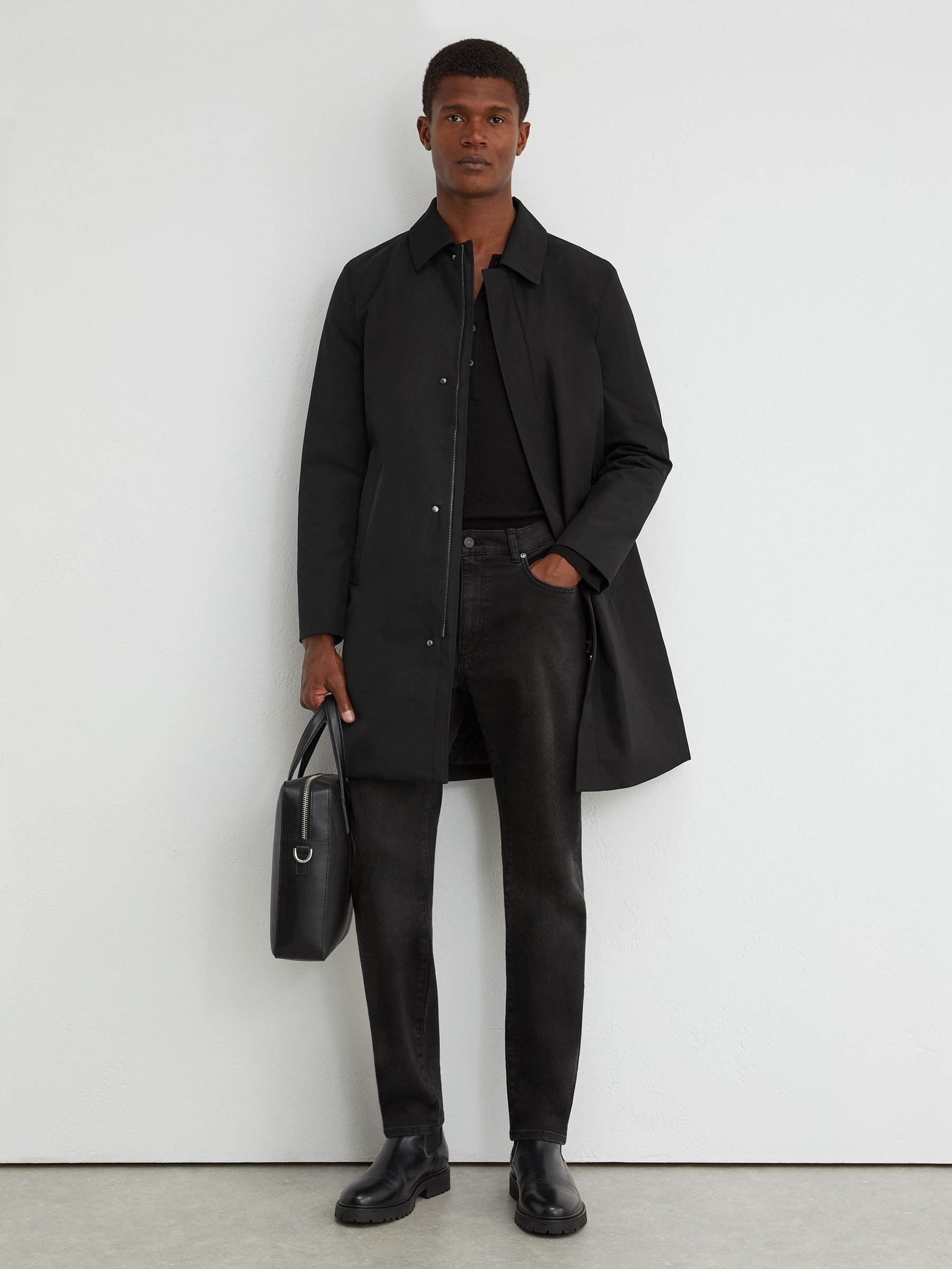 Black - Regular Technical Long Zip-through Jacket