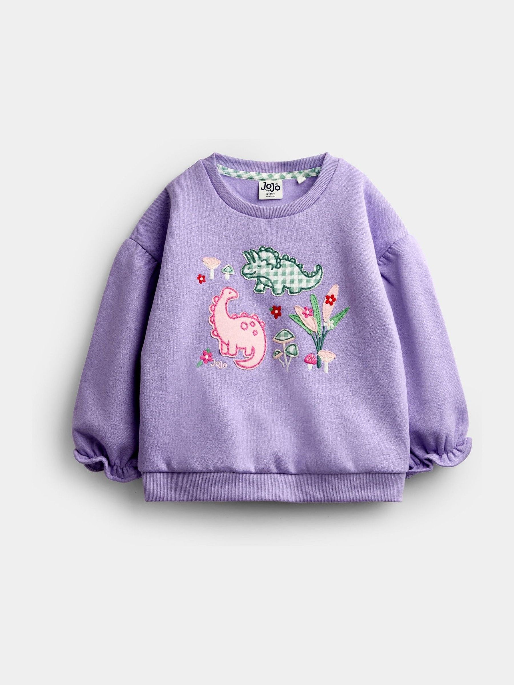 Purple Dino - Patchwork Appliqué Sweatshirt