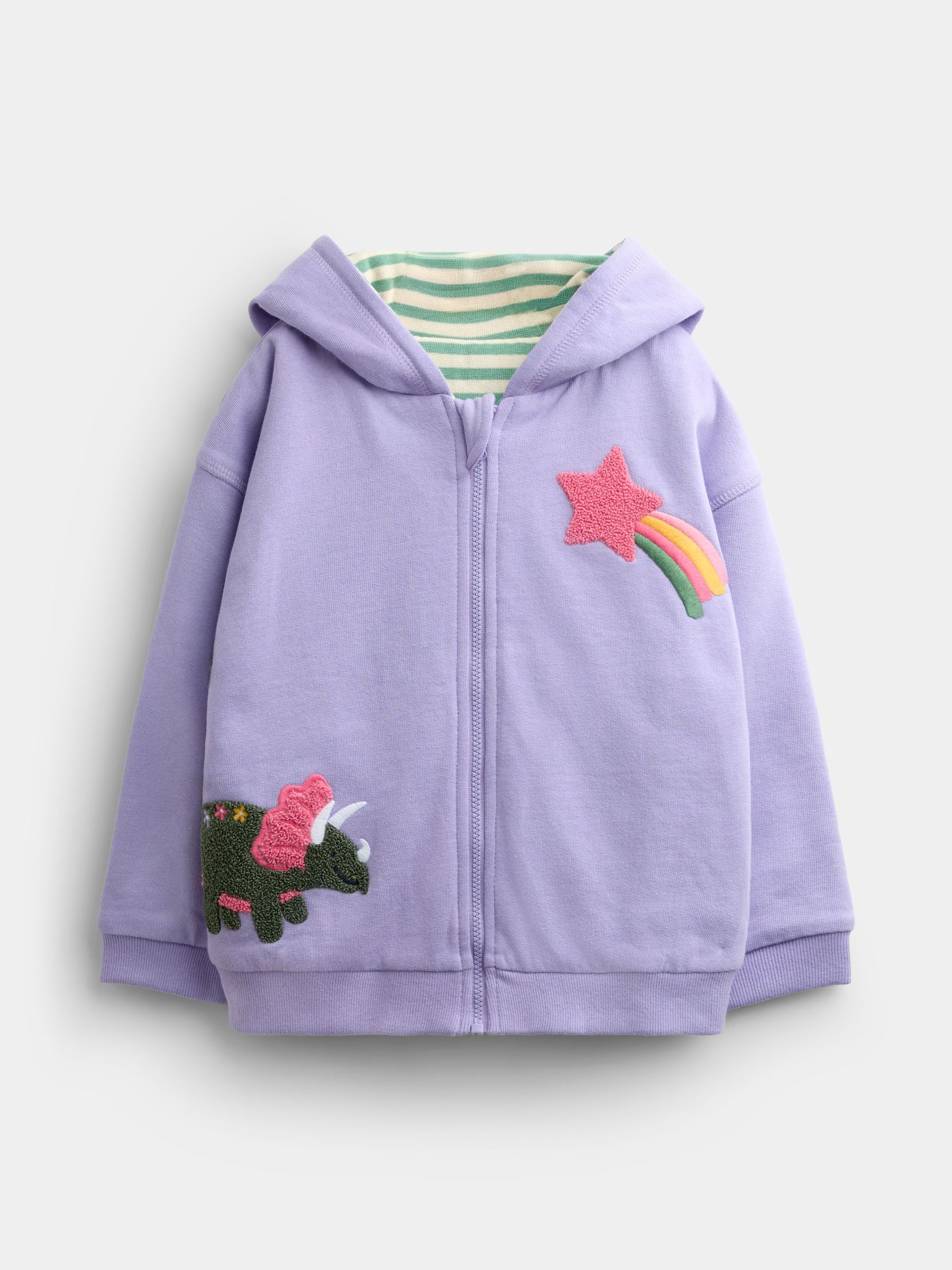 Lilac Purple Dino - Appliqué Reversible Hoodie