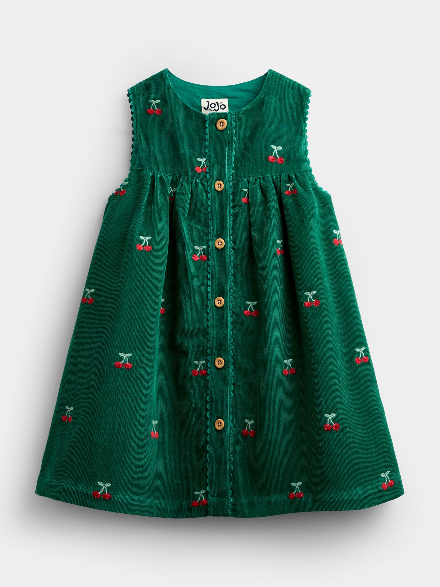 Green Cherry - Embroidered Cord Dress