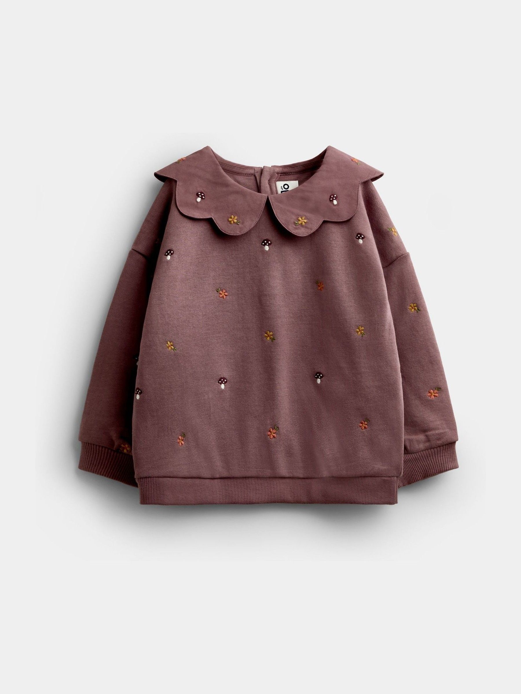 Mid Purple Woodland - Embroidered Collar Sweatshirt