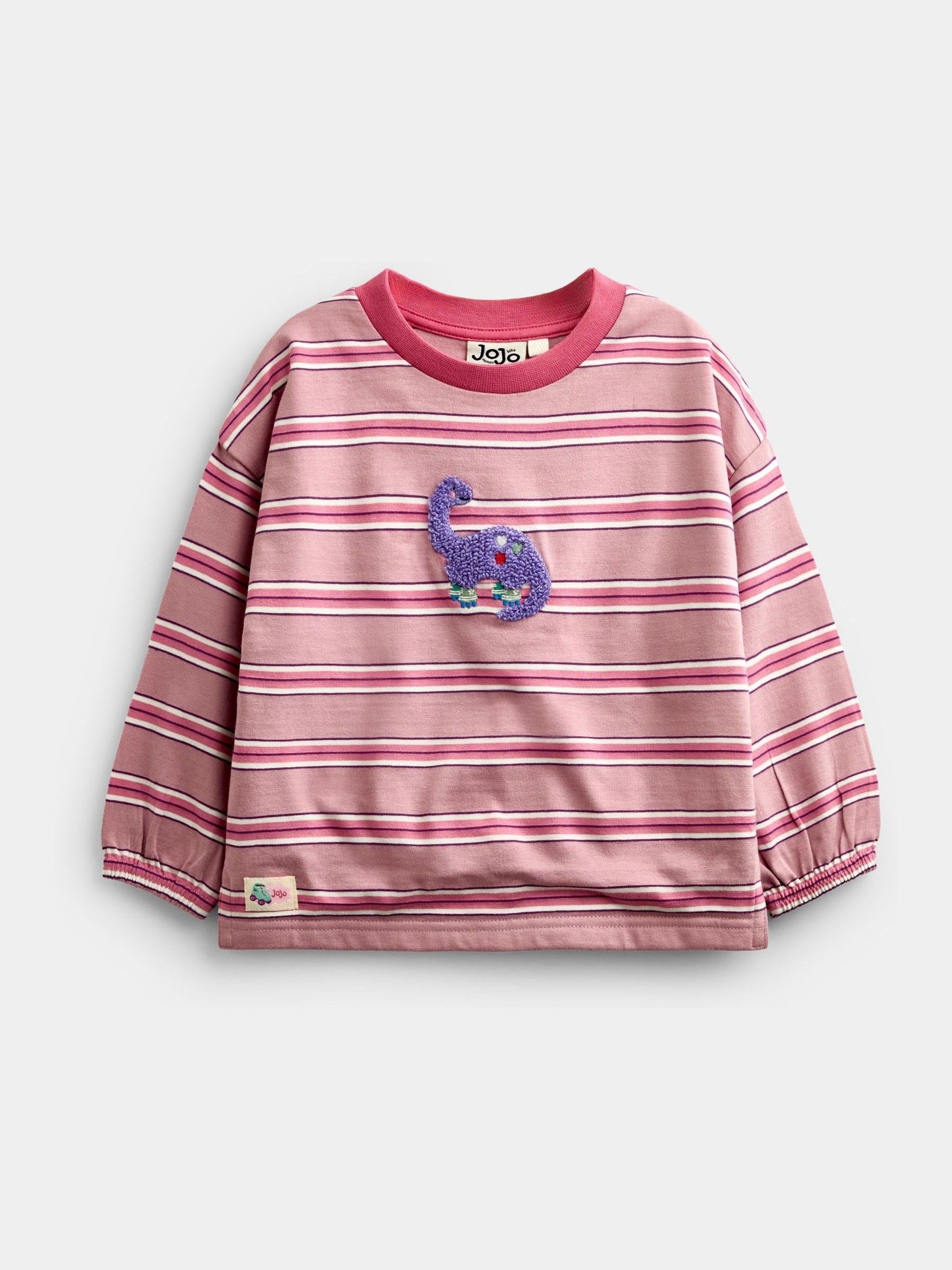 Pink Stripe Dino - Appliqué Top