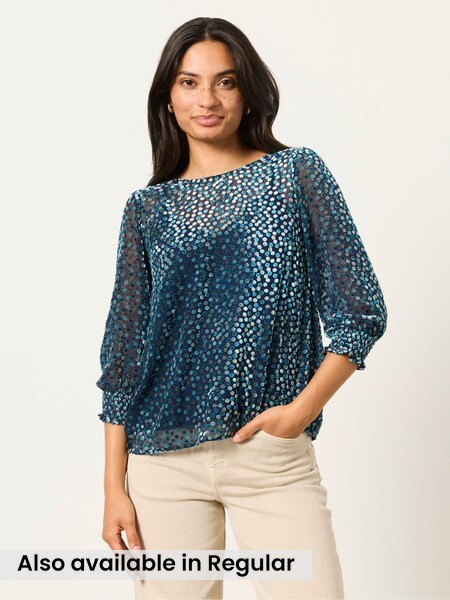 Navy - Devore Blouse