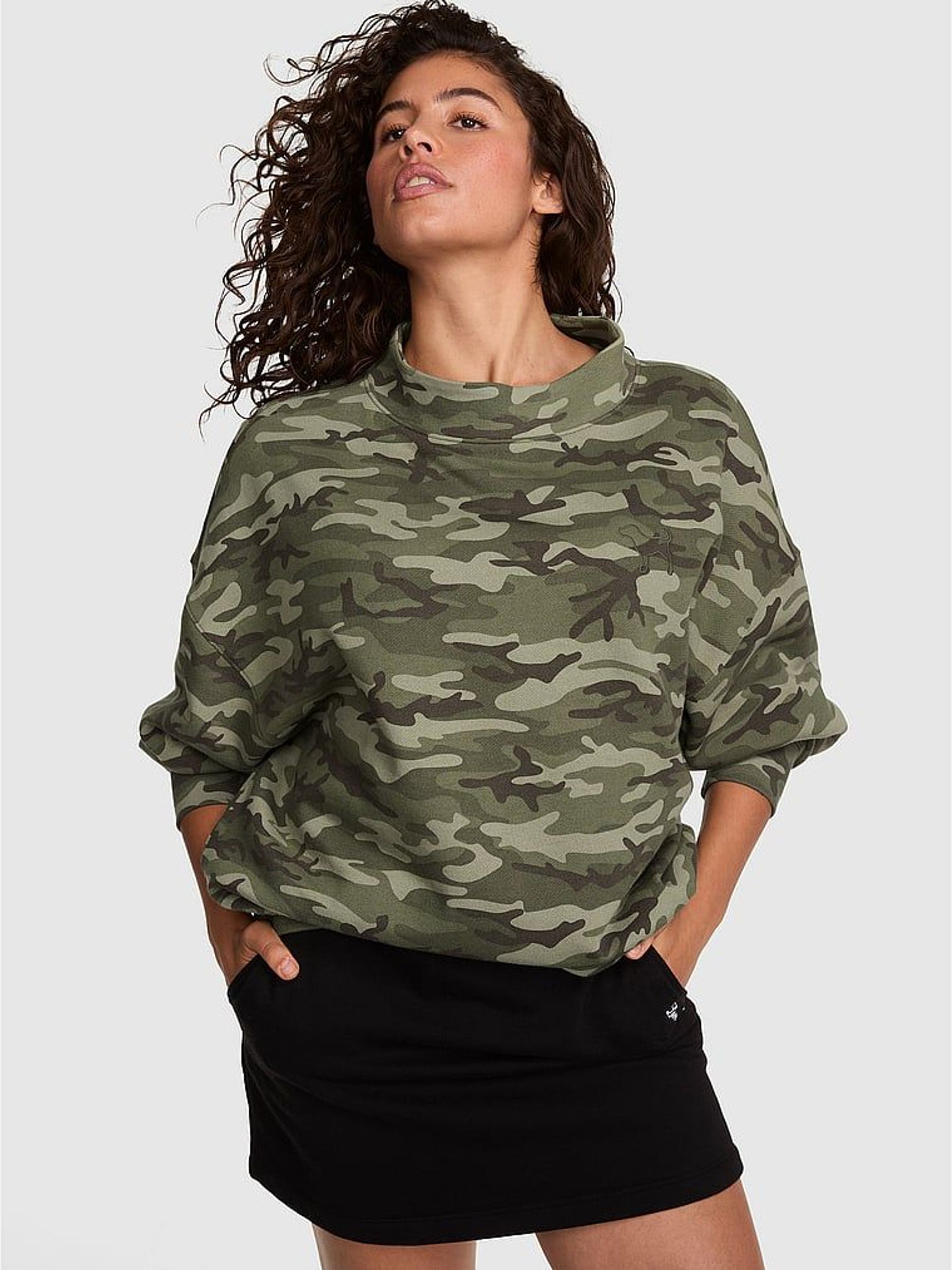 Green Camo - Mock Neck Sweatshirt