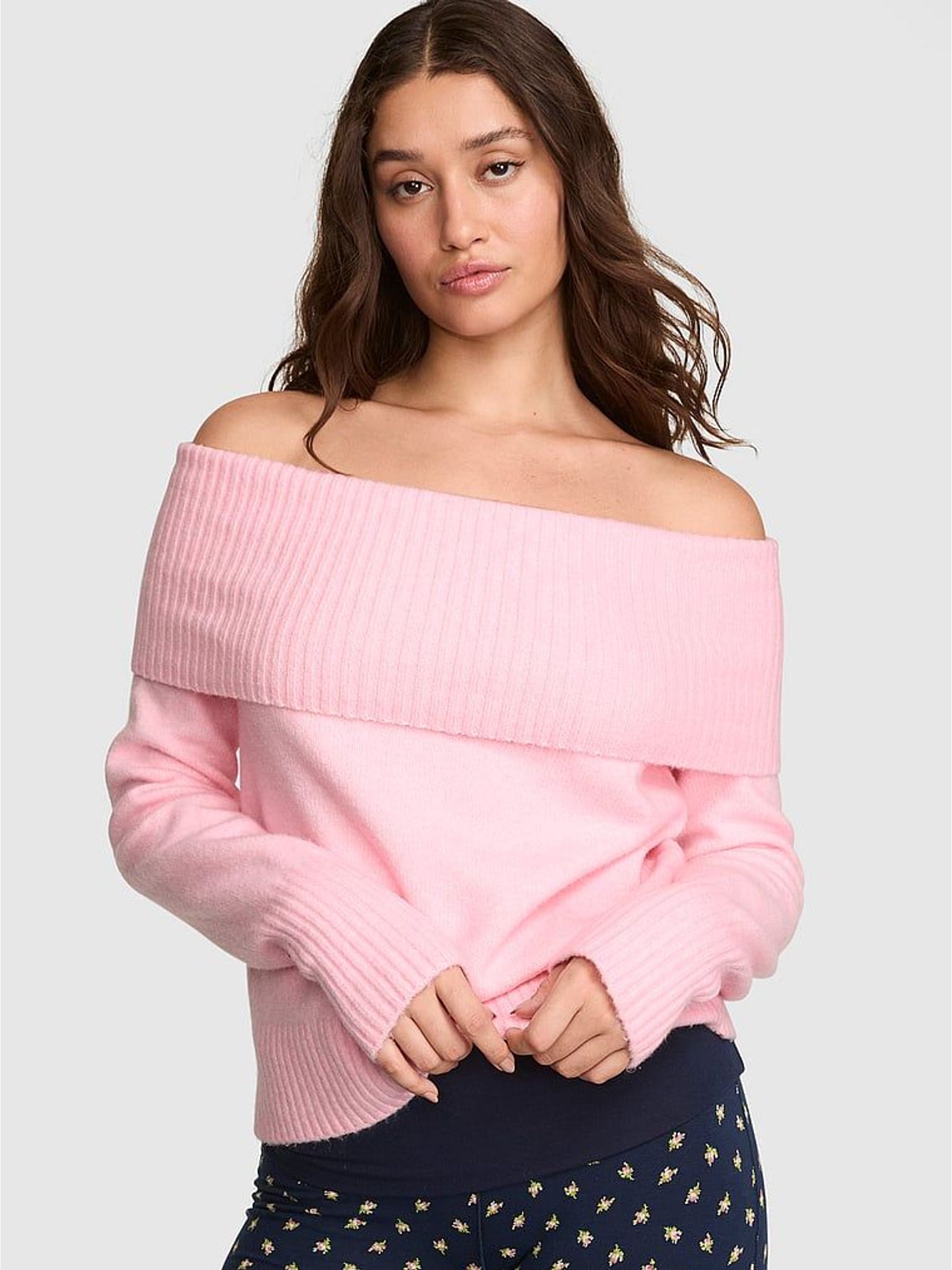 Victoria Pink - Foldover Off The Shoulder Jumper