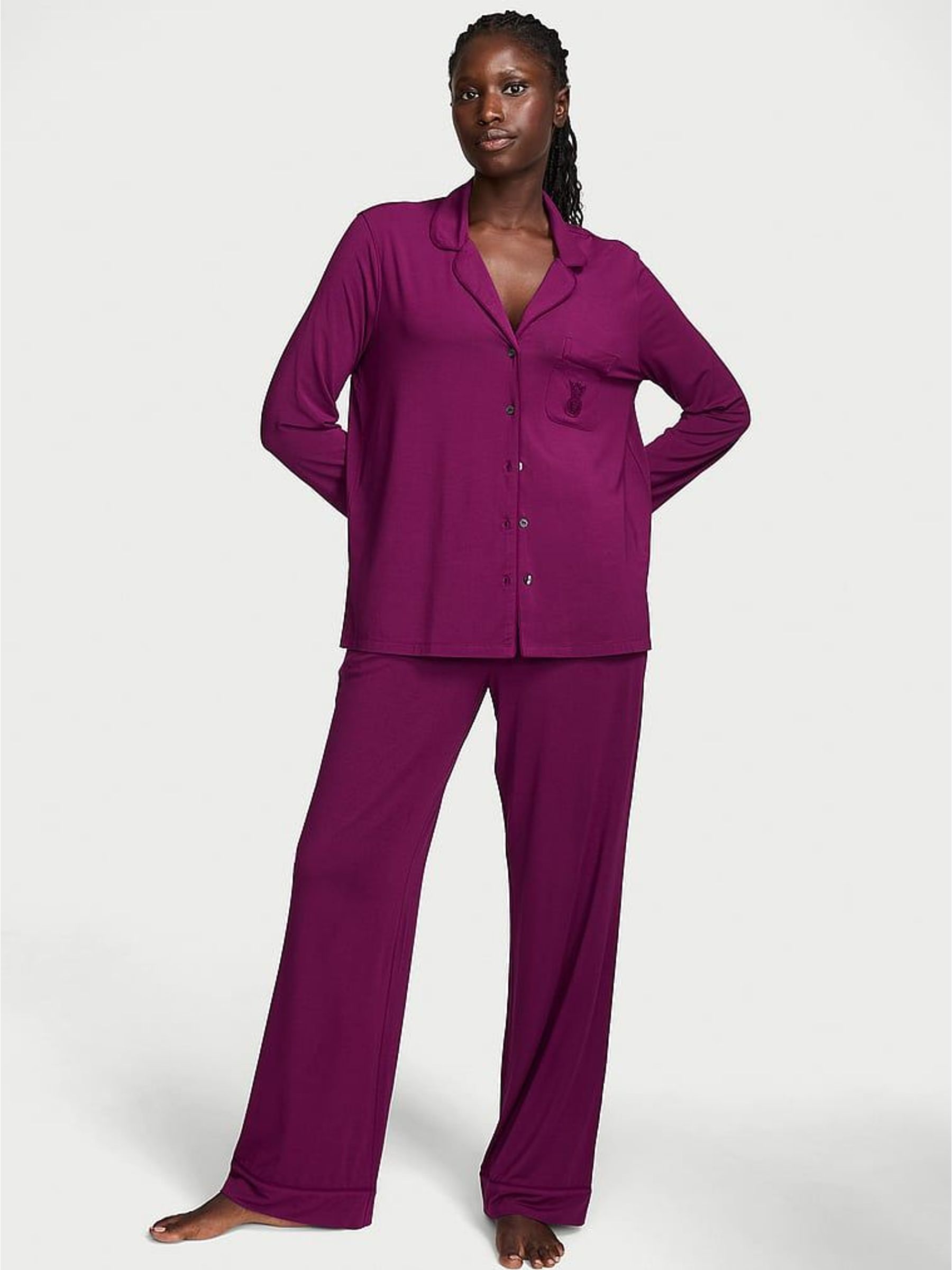 Rhubarb Purple - Modal Long Pyjamas Set