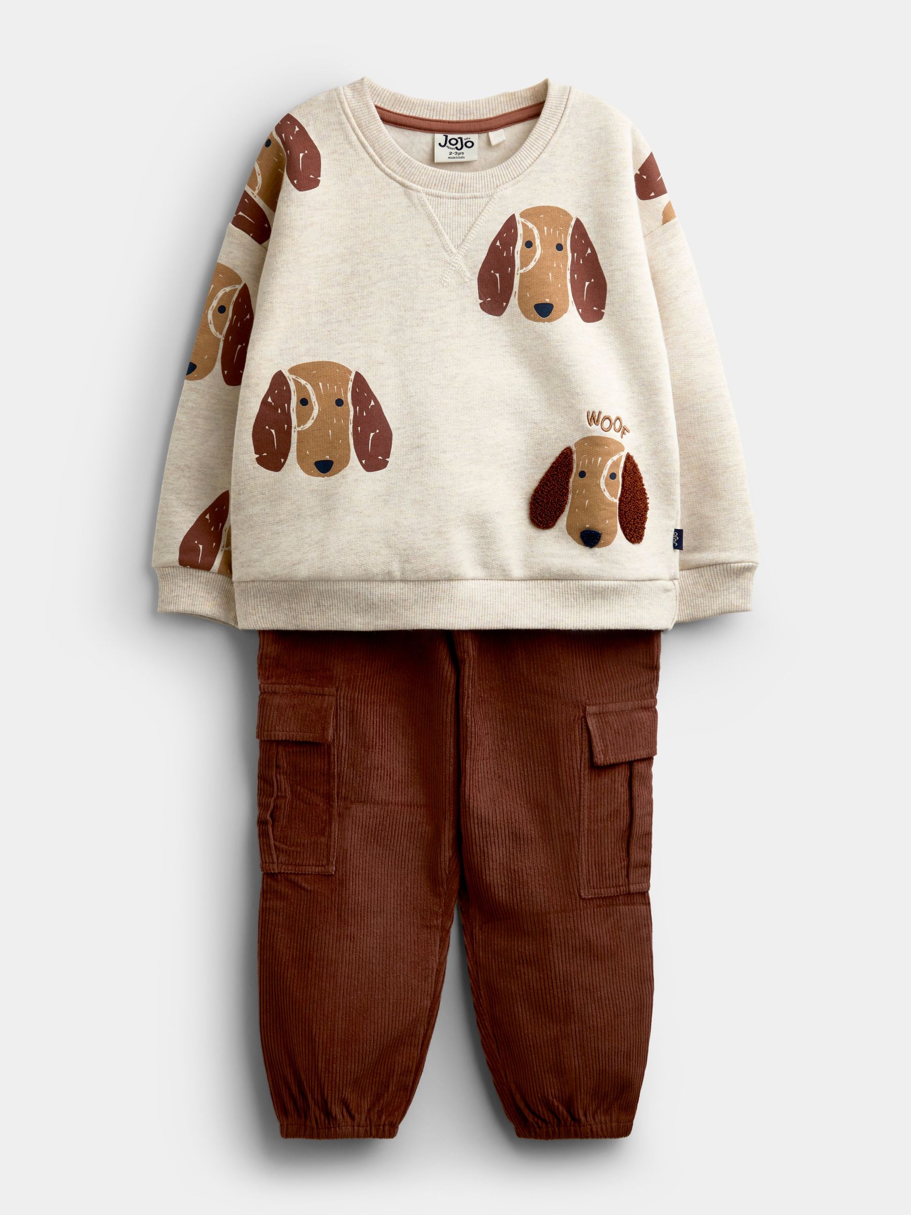 Brown Dog - Print Sweatshirt & Cargo Jogger Set
