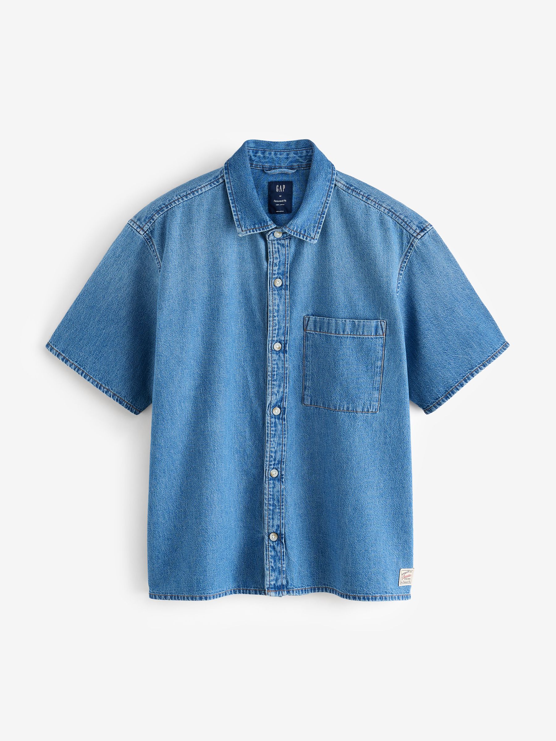 Light Wash - Regular Denim Relaxed Short Sleeve Shirt