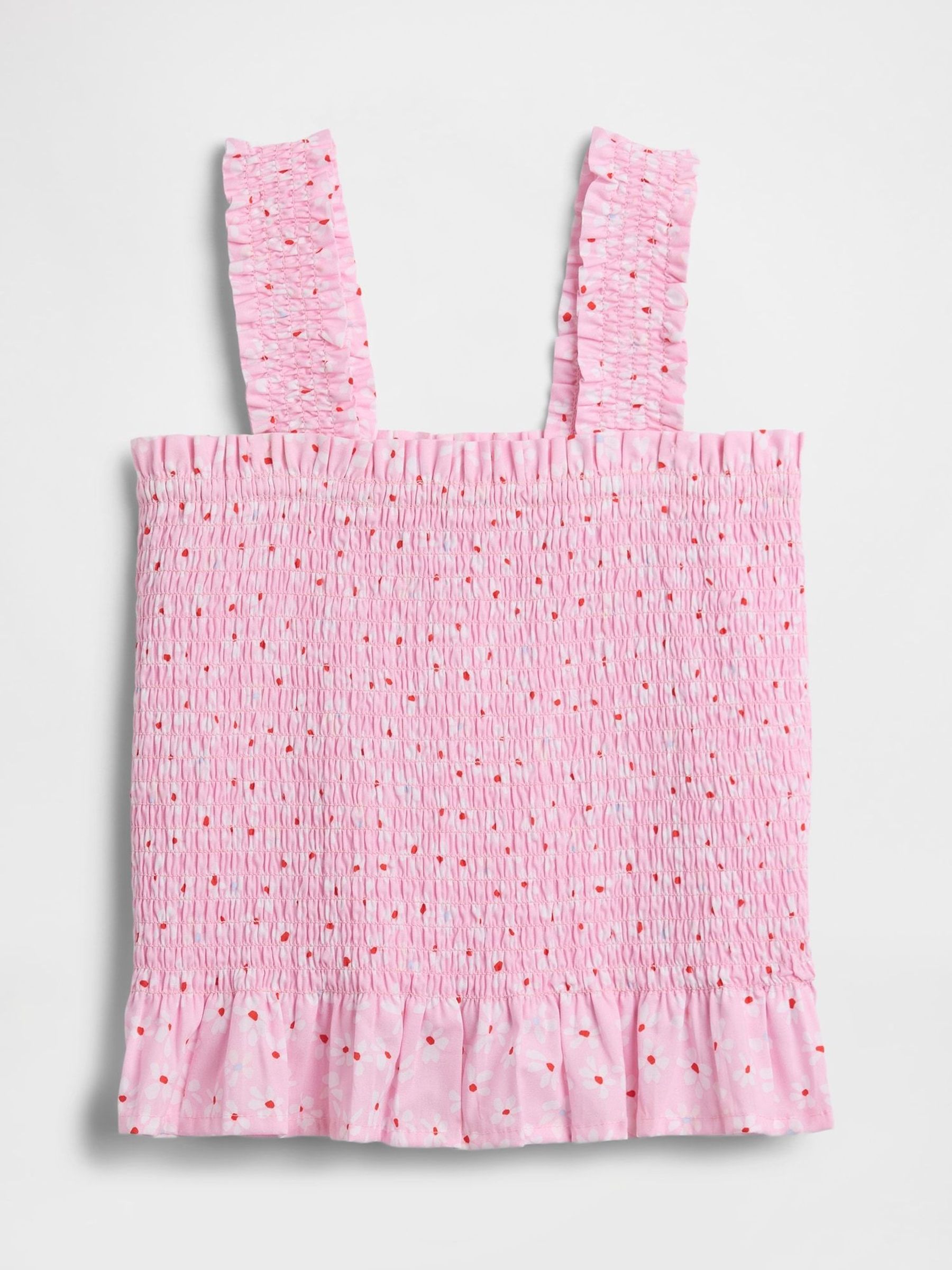 Pink Floral - Smocked Peplum Top