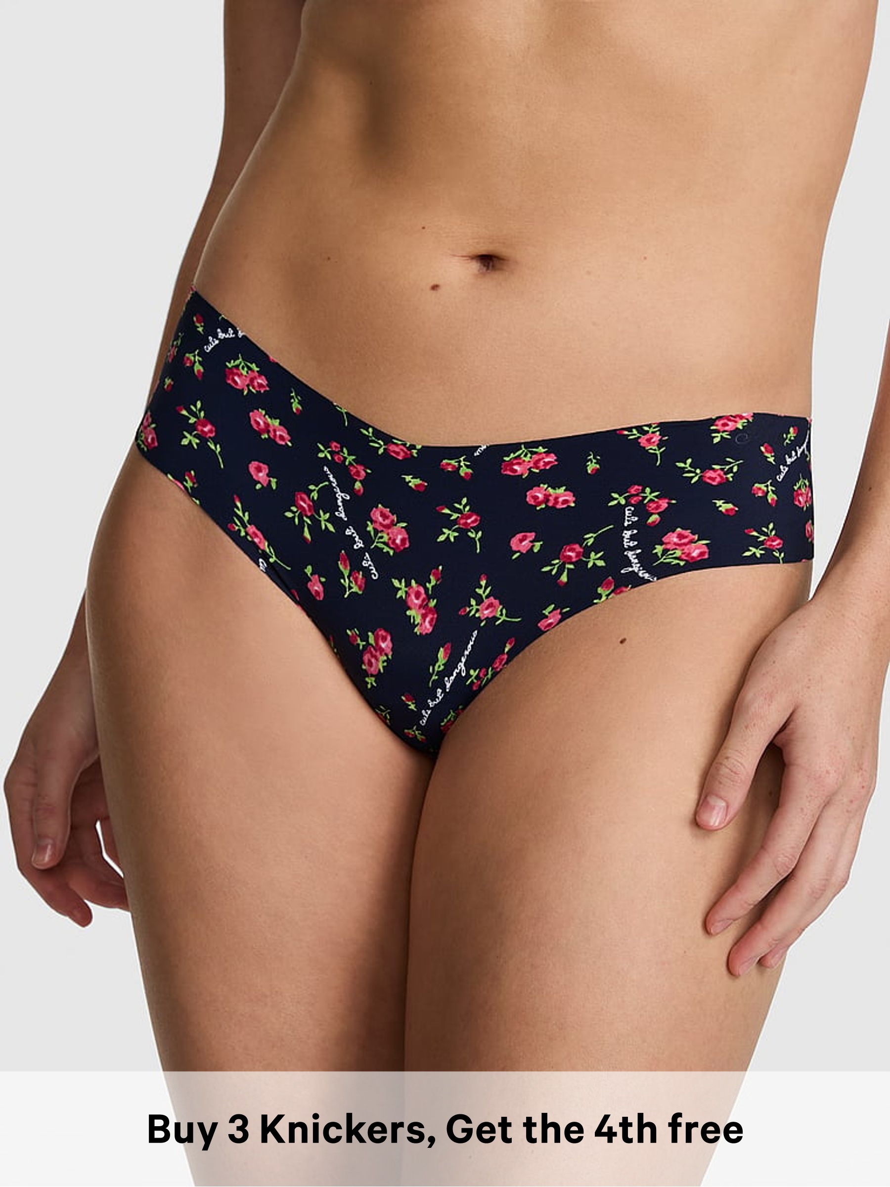 Noir Navy Blue Cute But Dangerous Print - Short No Show Knickers