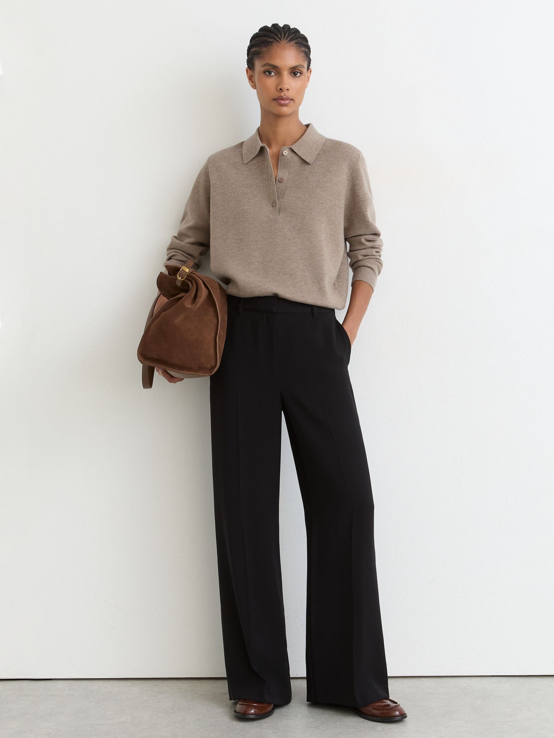 Neutral - Merino Wool Knitted Polo Jumper