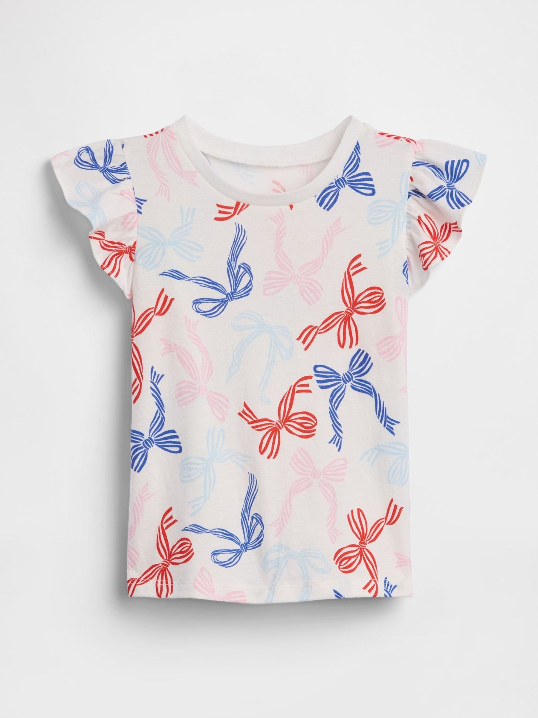 Bow - Print Flutter Sleeve T-shirt