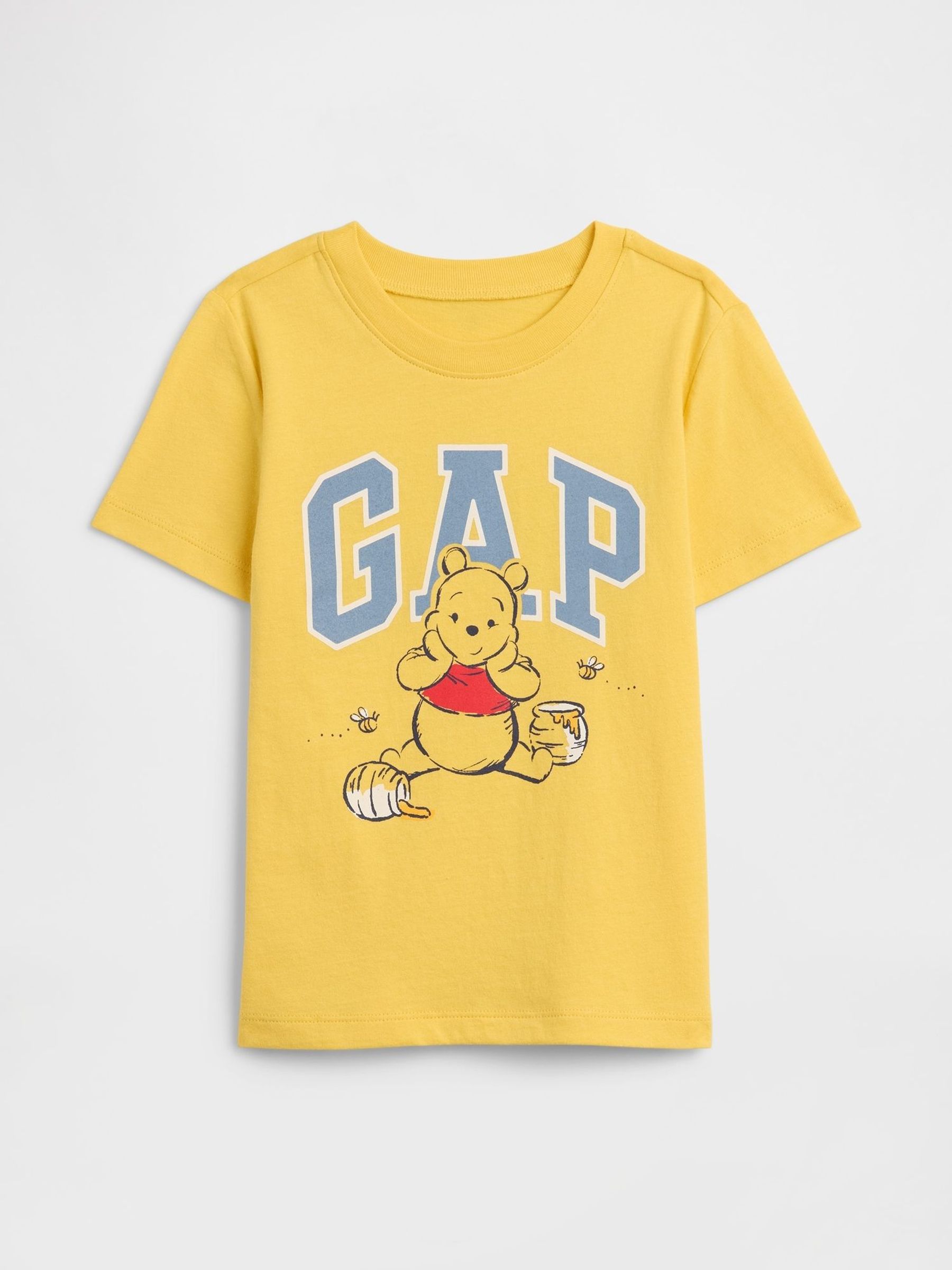 Yellow Winnie the Pooh - Disney Logo Short Sleeve T-shirt