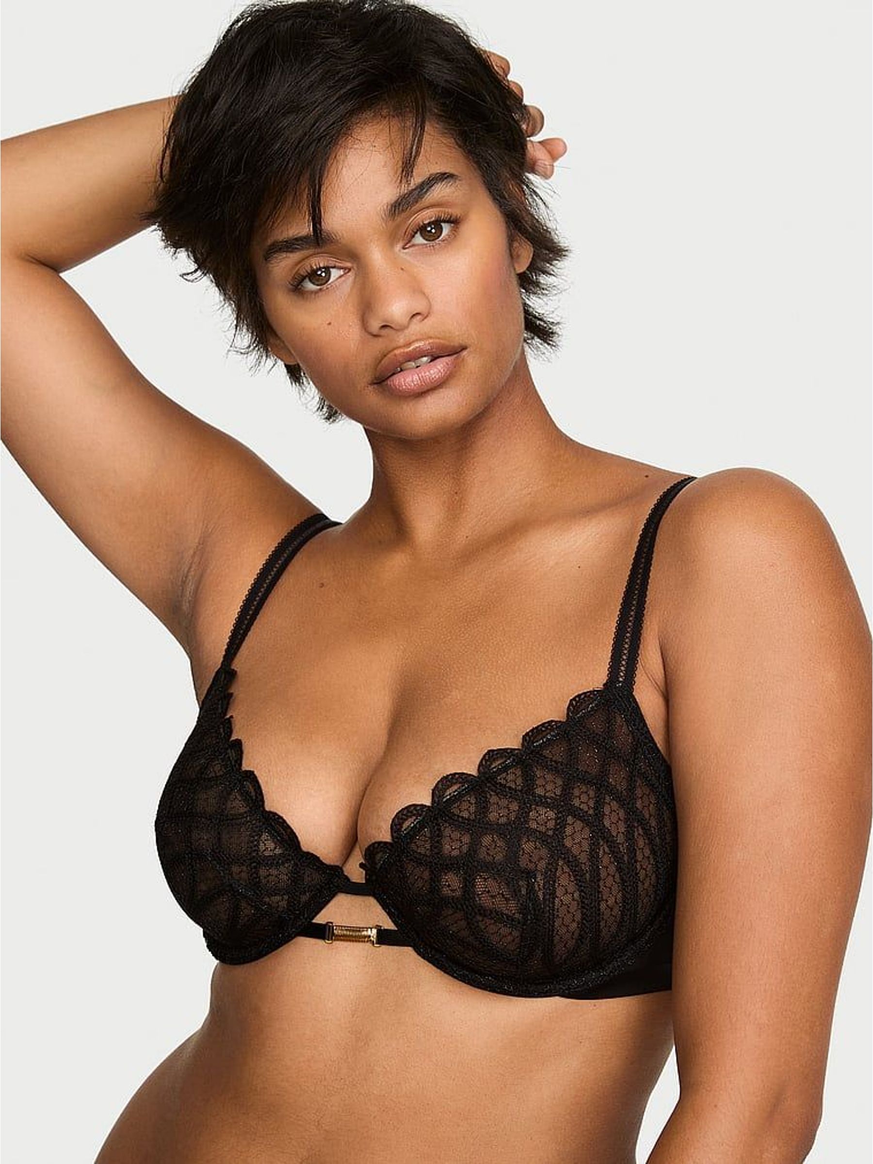 Black - Unlined Demi Viper Embroidery Bra