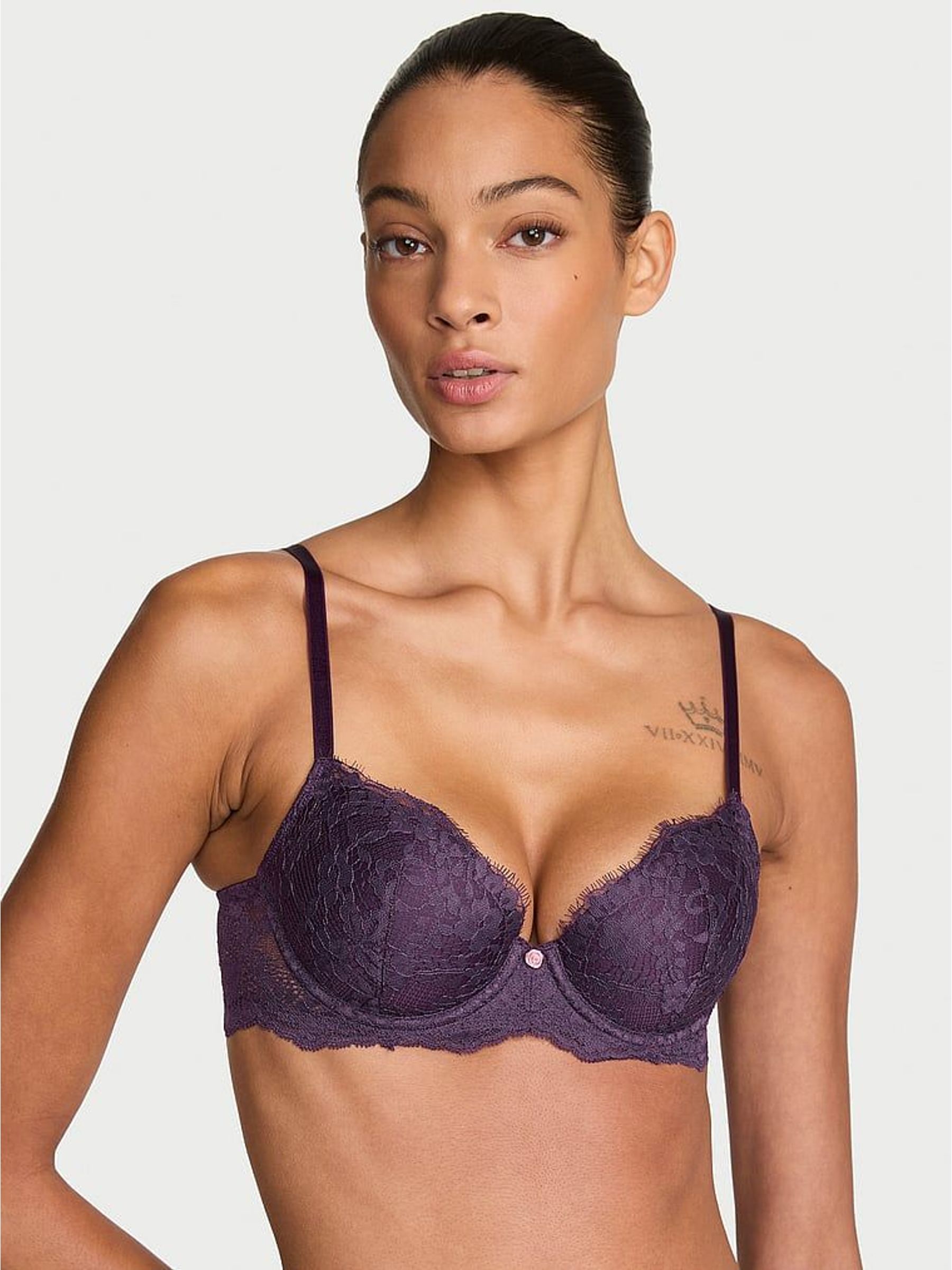Shadow Purple - Lightly Lined Demi Lace Bra