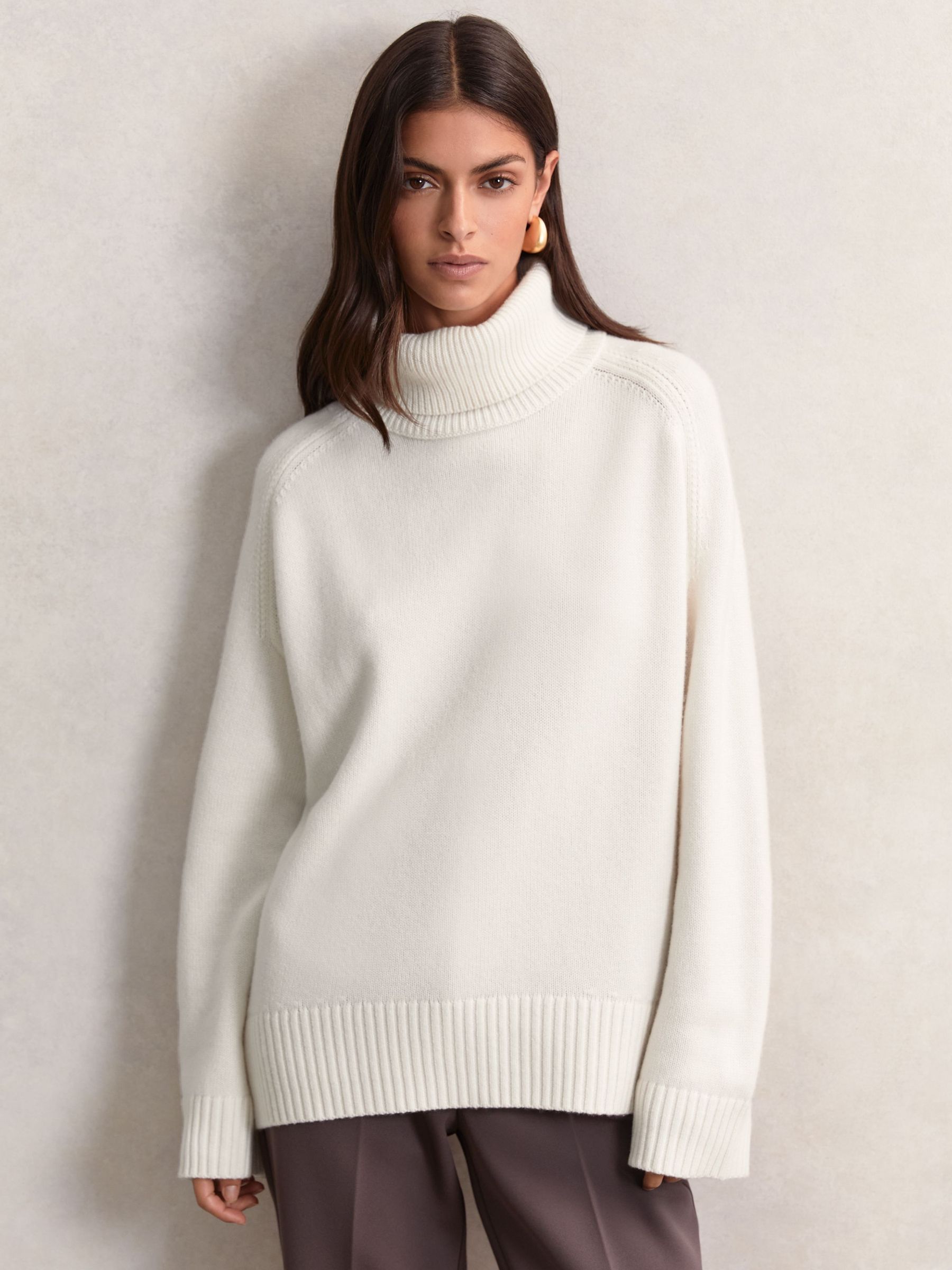 Wool-Cashmere Roll-Neck Jumper in Cream (W04326) | £140