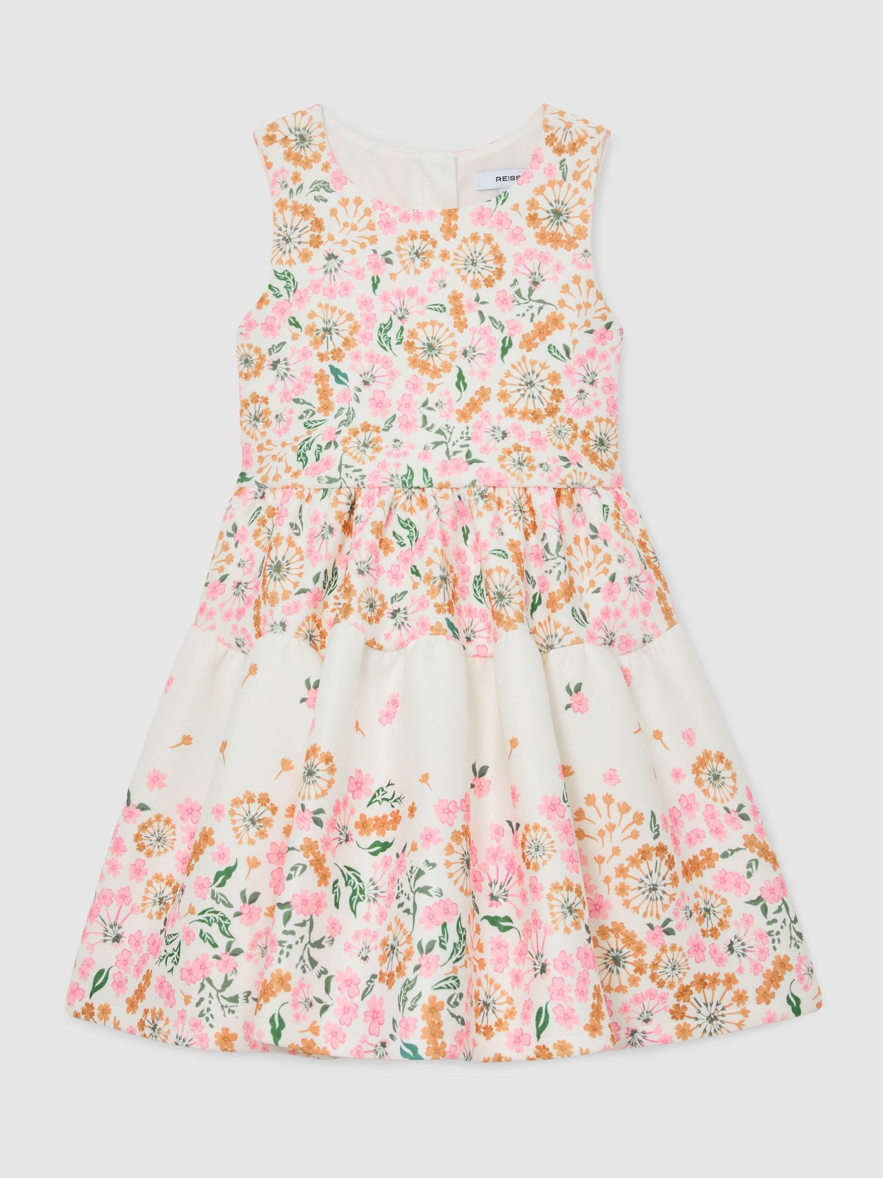 Floral-Print Sleeveless Scuba Dress in Pink Print (W05127) | £48