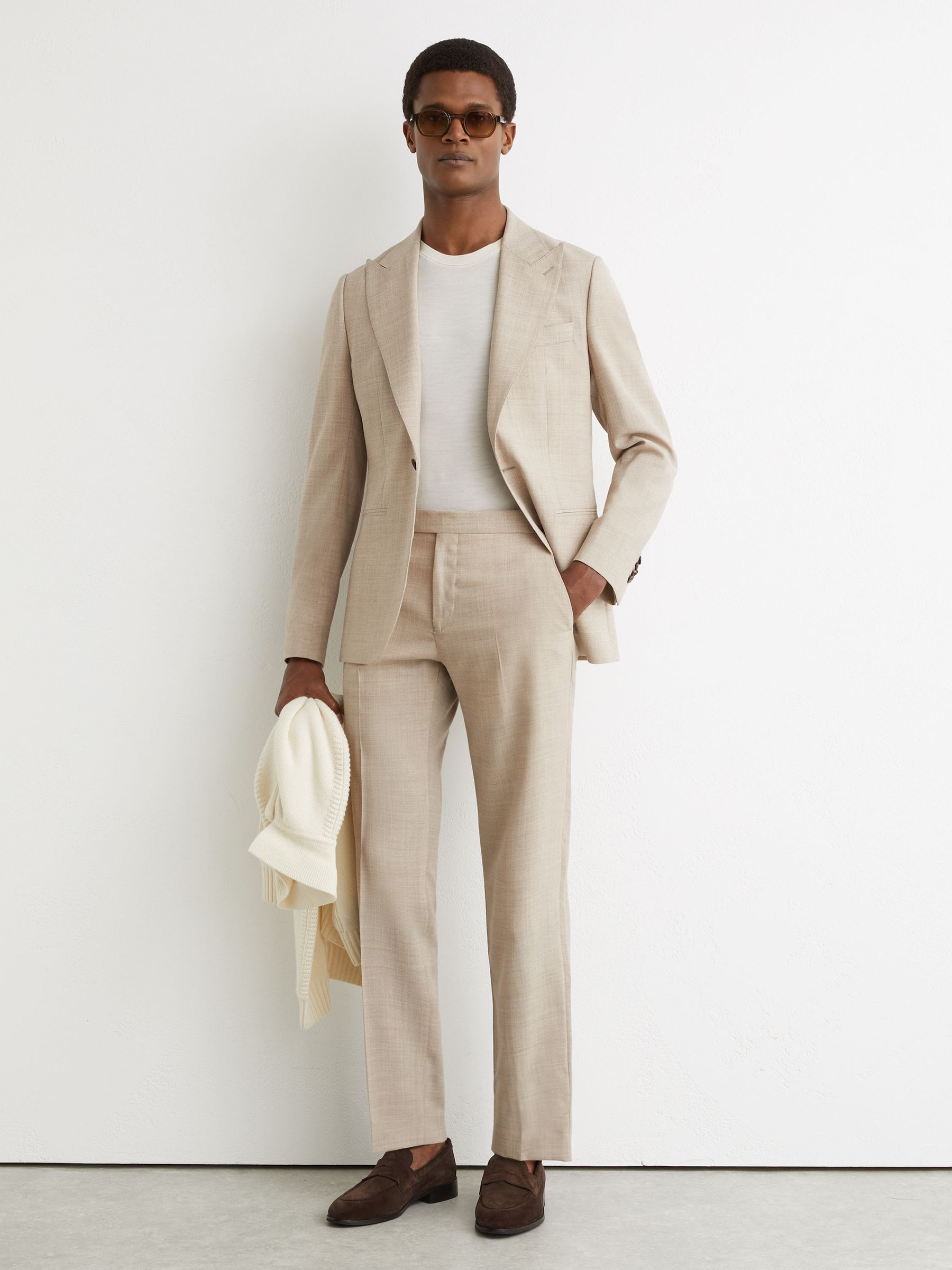 Suit Trousers in Oatmeal Brown (W05967) | £198