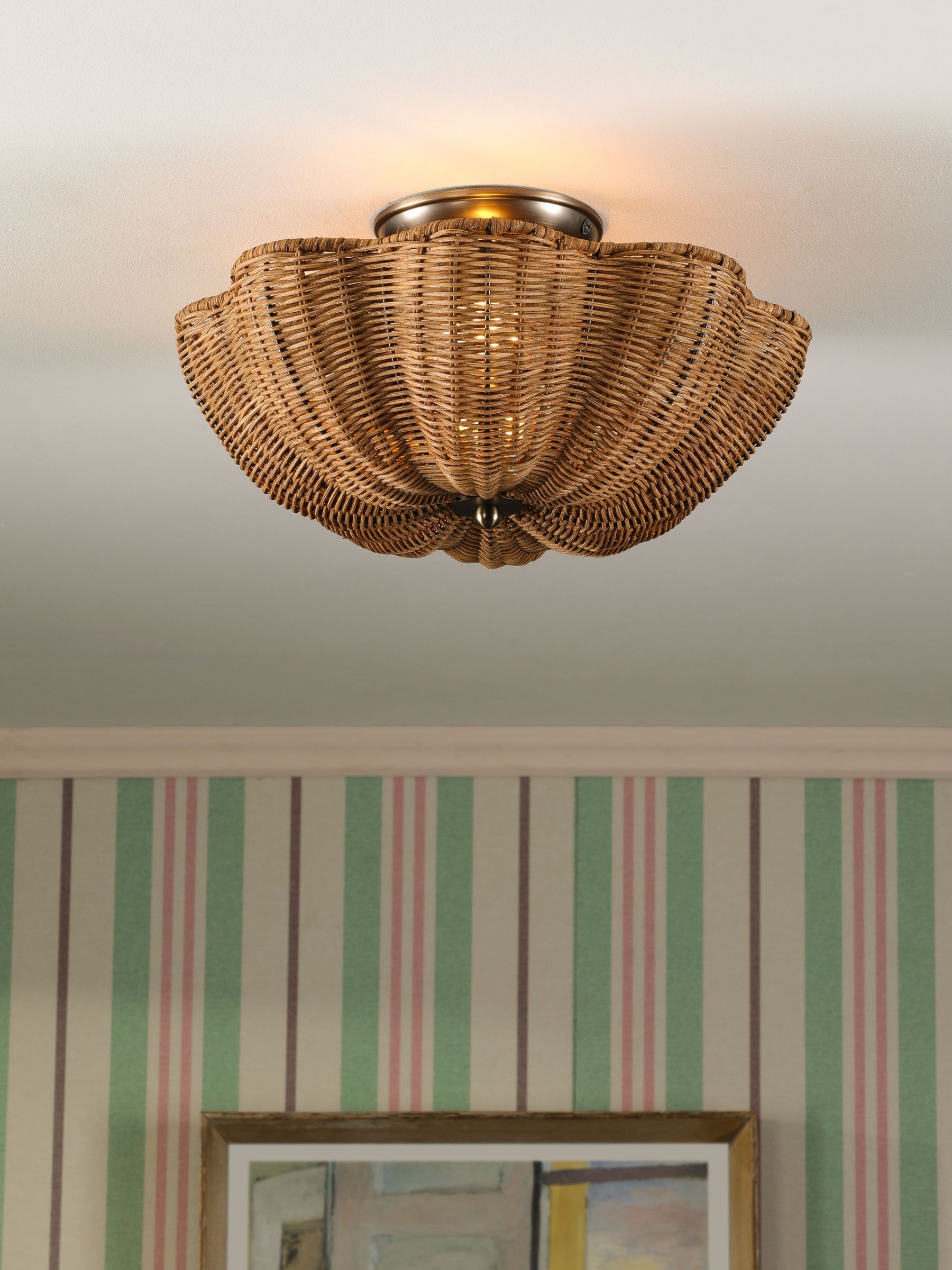 Brown Braywick 2 Light Rattan Flush Ceiling Light (W07225) | £95