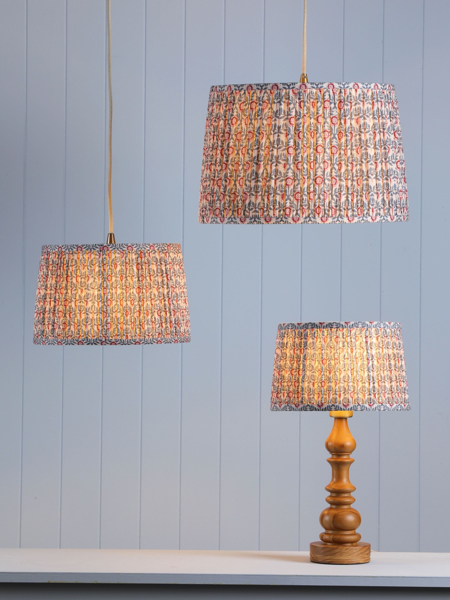 Multi Folly Pleated Cotton Easyfit Lamp Shade (W07227) | £30 - £60