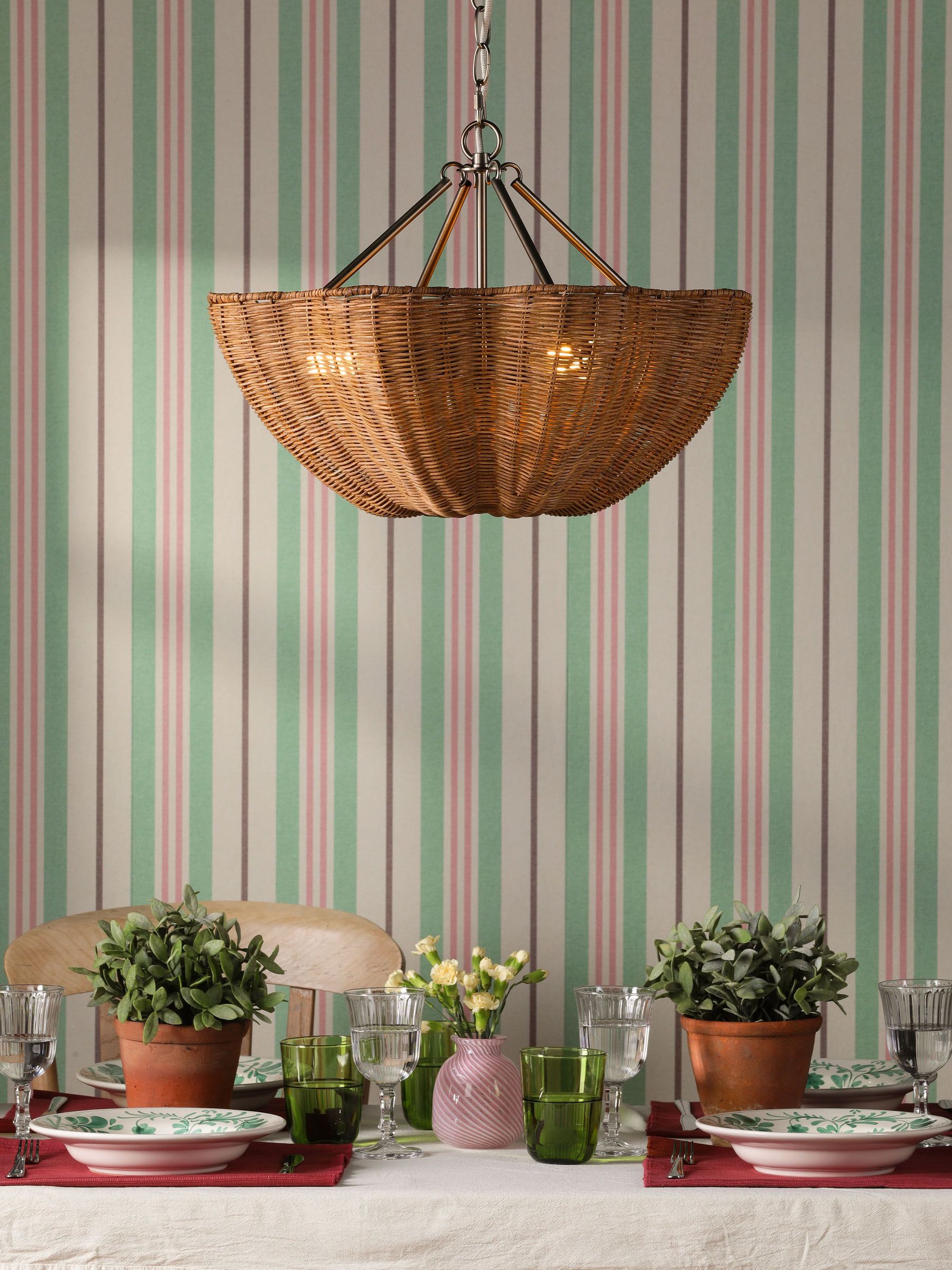 Brown Braywick 3 Light Rattan Flush Ceiling Light (W07235) | £175