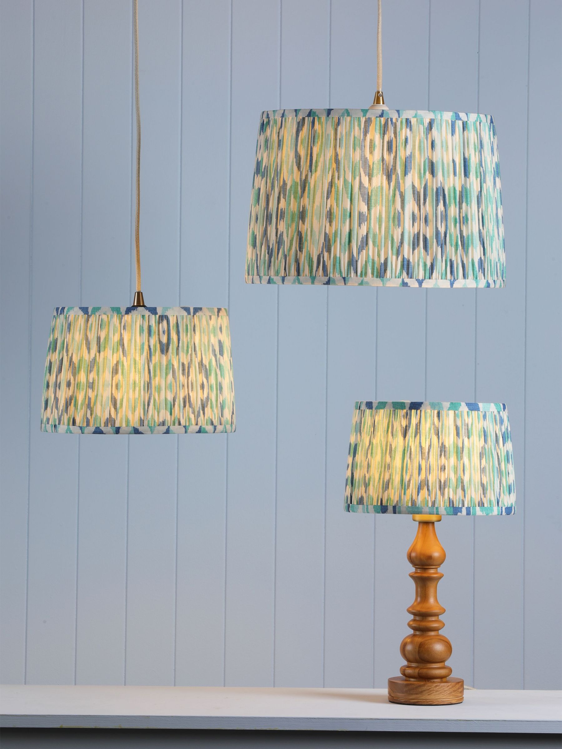 Blue Folly Pleated Cotton Easyfit Lamp Shade (W07240) | £30 - £60