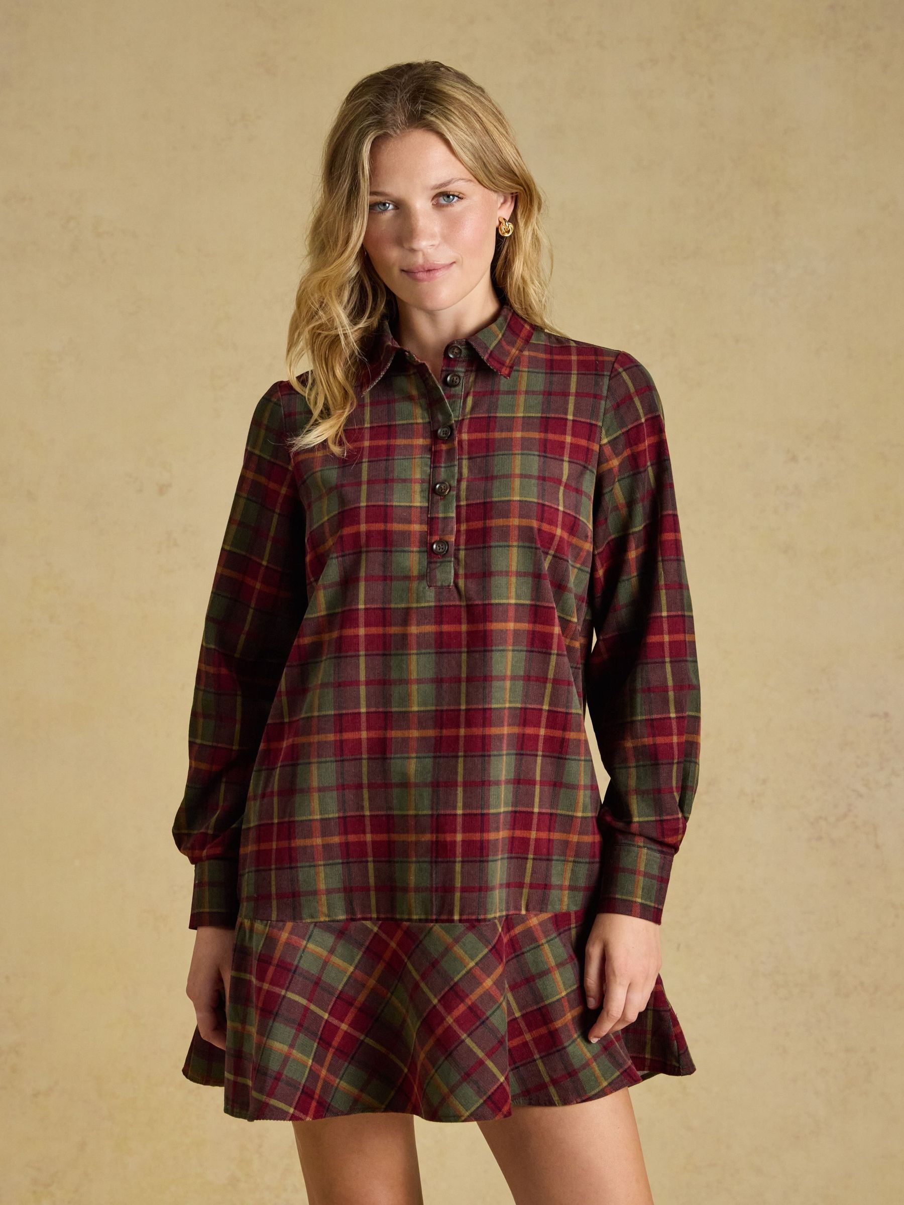 Red Check - Cord Dress