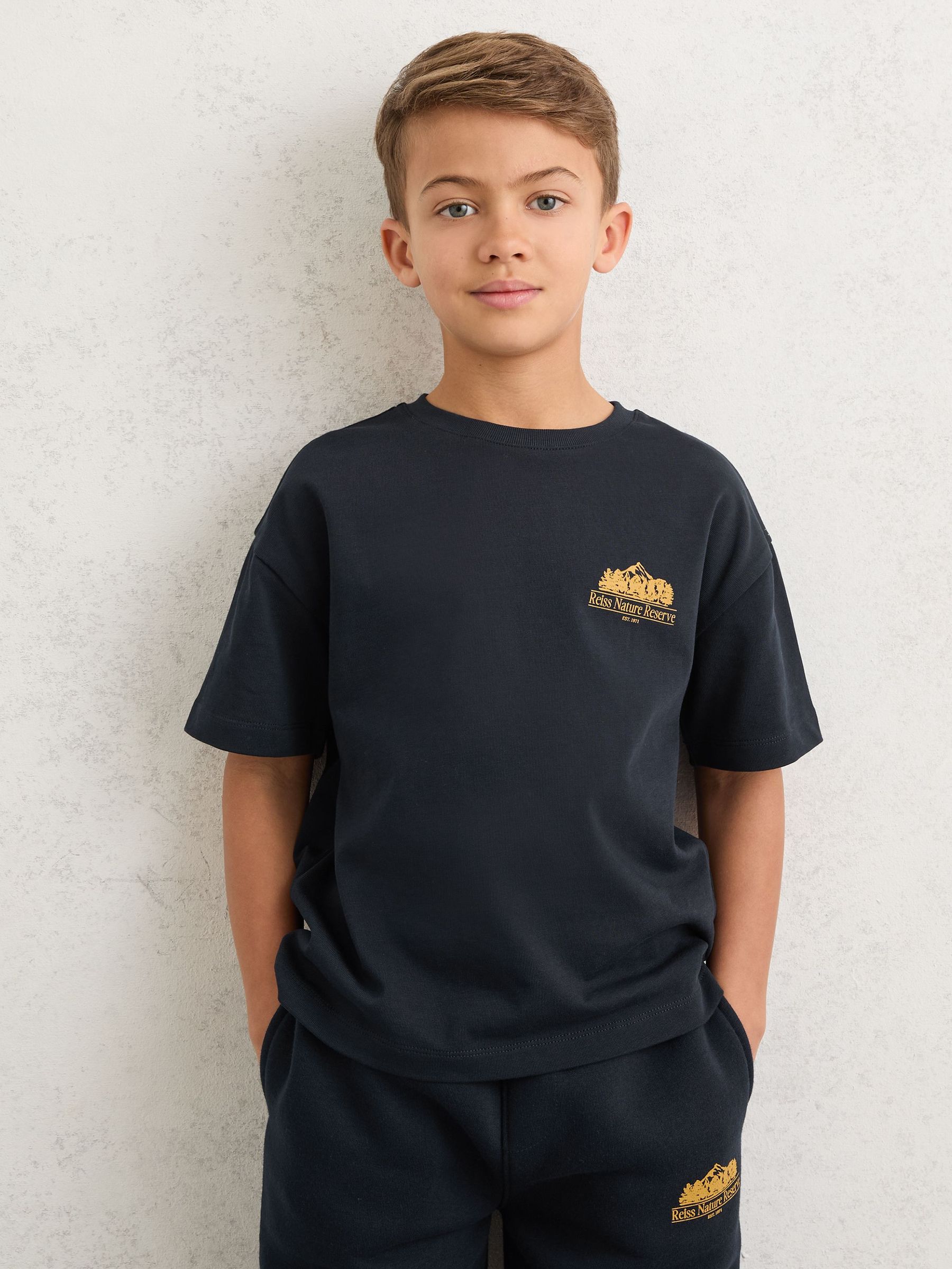 9-13 yrs Cotton Nature Reserve Logo T-Shirt in Navy (W08100) | £20