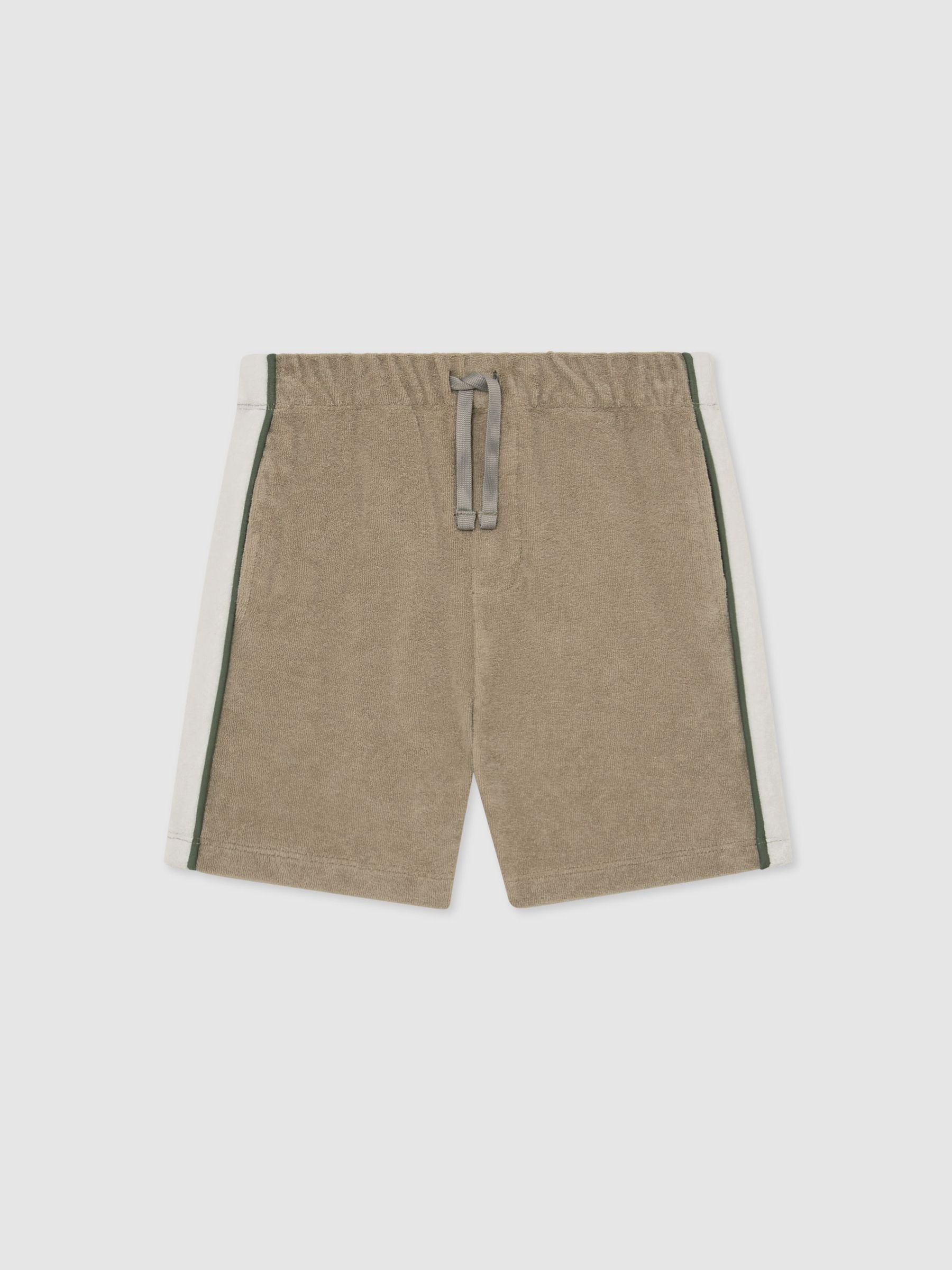 Towelling Colour-Block Shorts in Sage/White (W08101) | £43
