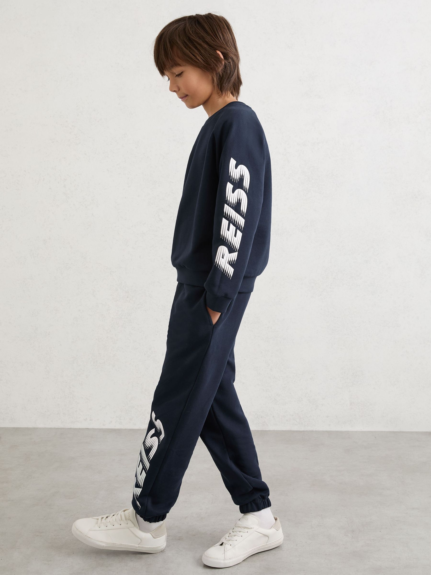 Cotton Logo-Print Sweatshirt in Navy (W08117) | £35