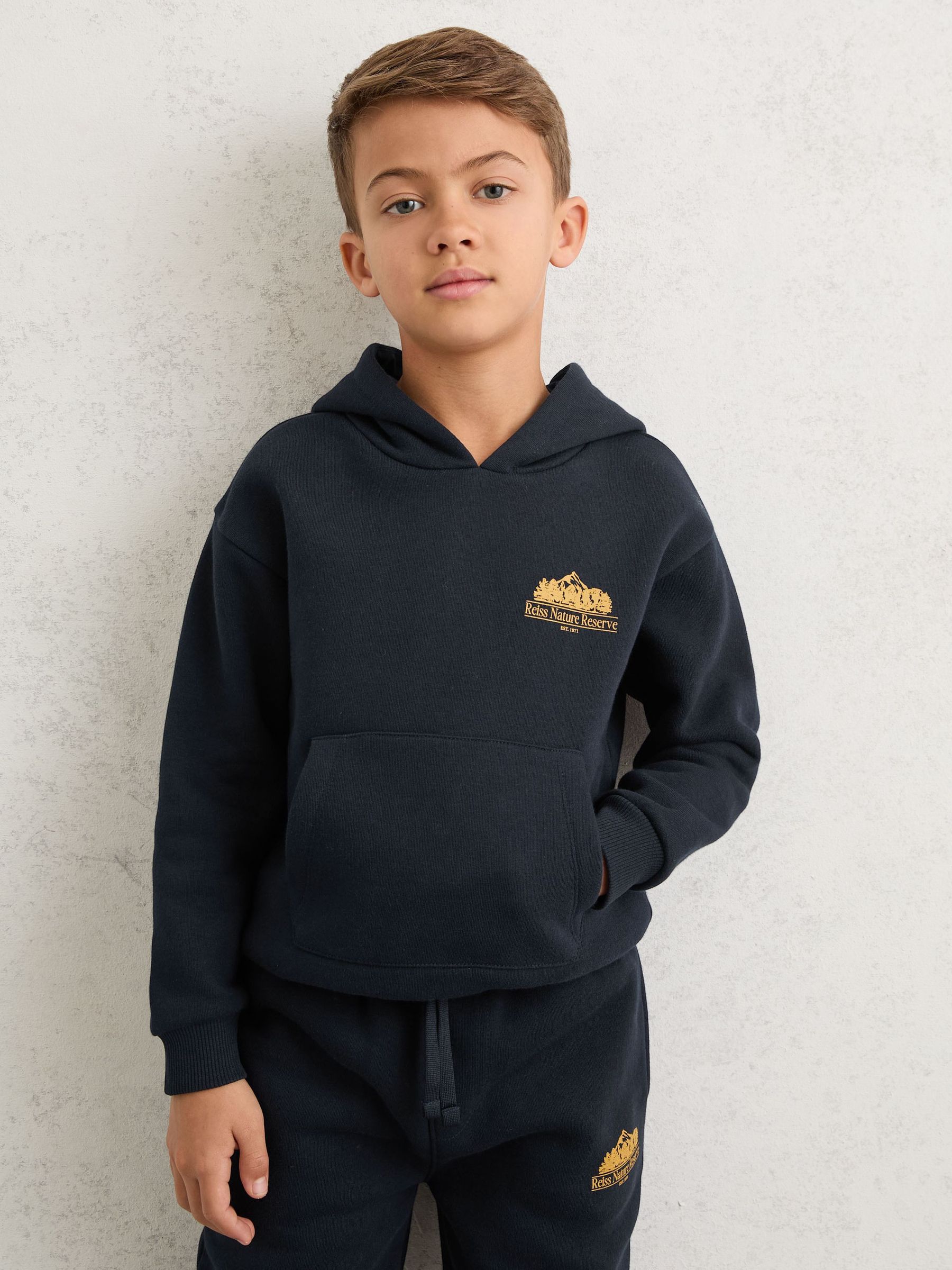 3-9 yrs Cotton-Blend Nature Reserve Hoodie in Navy (W08120) | £38