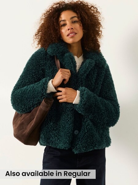 Teal Blue - Short Faux Fur Jacket