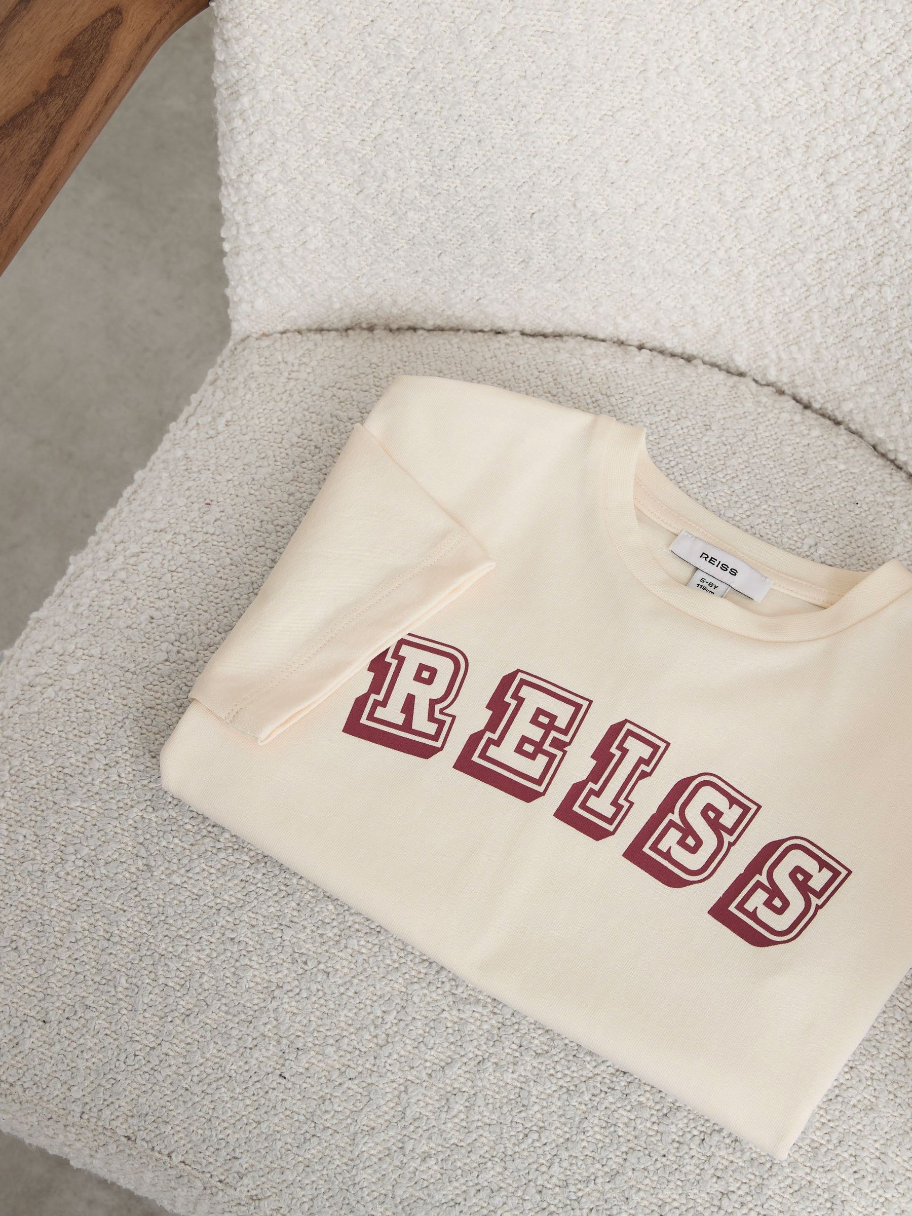 Cotton Logo-Print Oversize T-Shirt in Off White/Brick (W11332) | £18