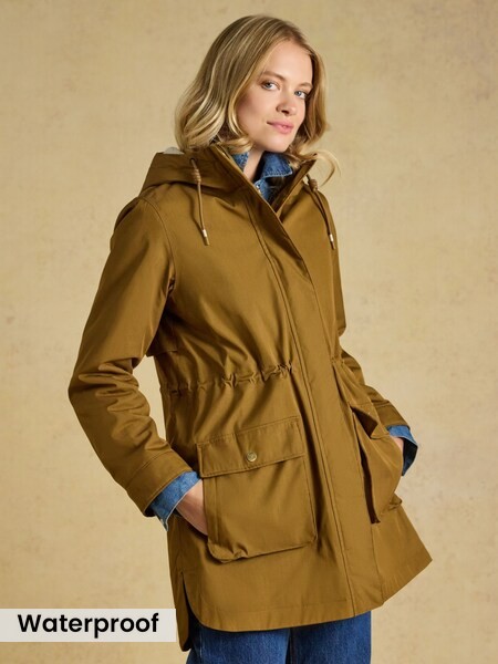 Tan - Borg Lined Waterproof Raincoat With Hood