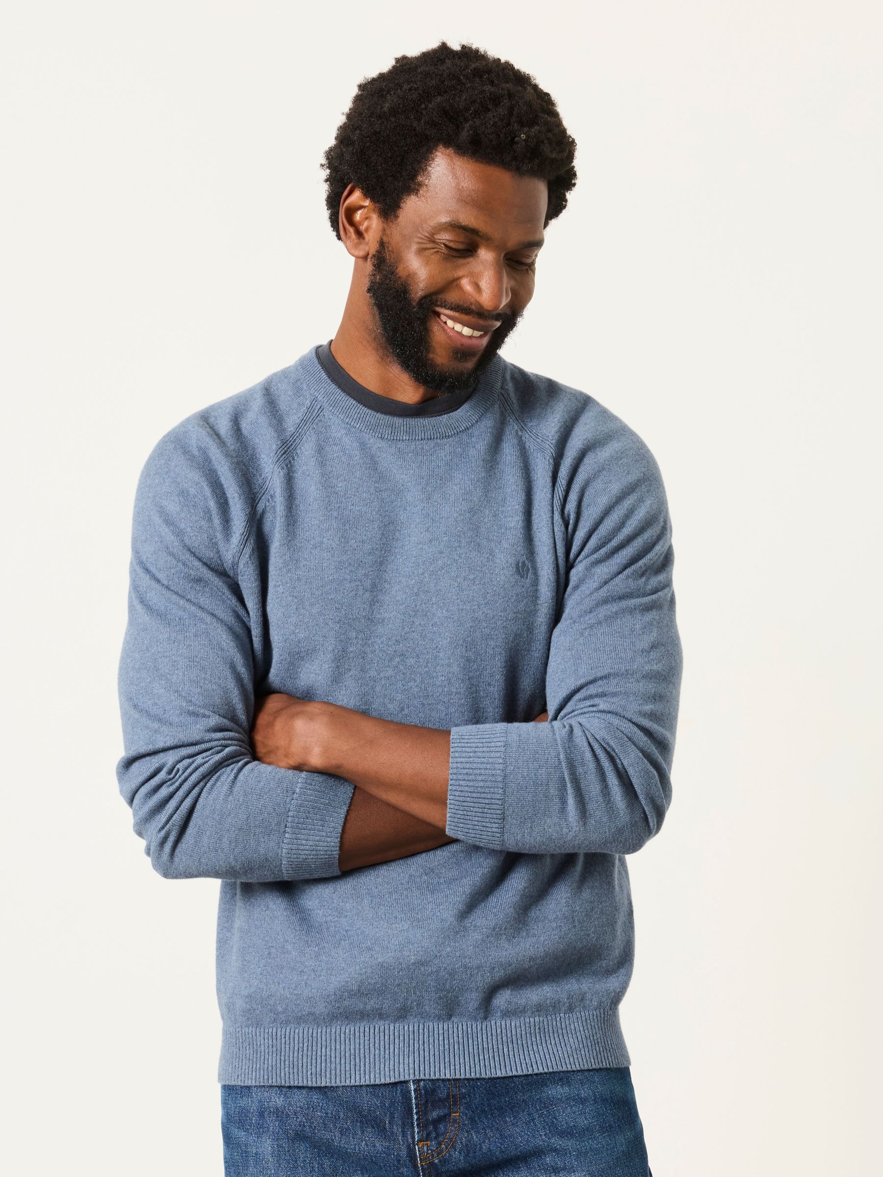 Blue Denim - Regular Crew Neck Knitted Jumper