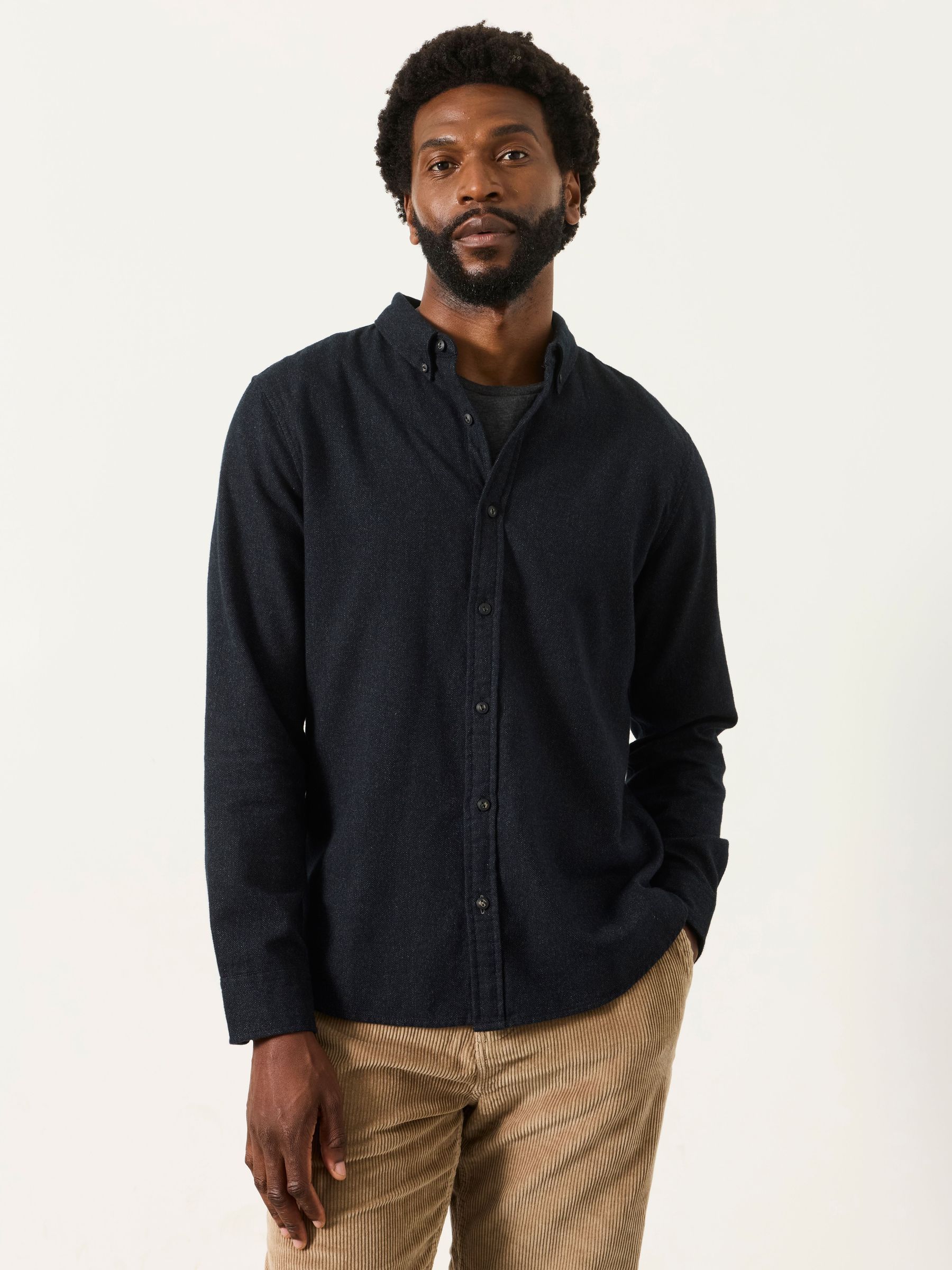 Washed Black - Regular Long Sleeve Brushed Shirt