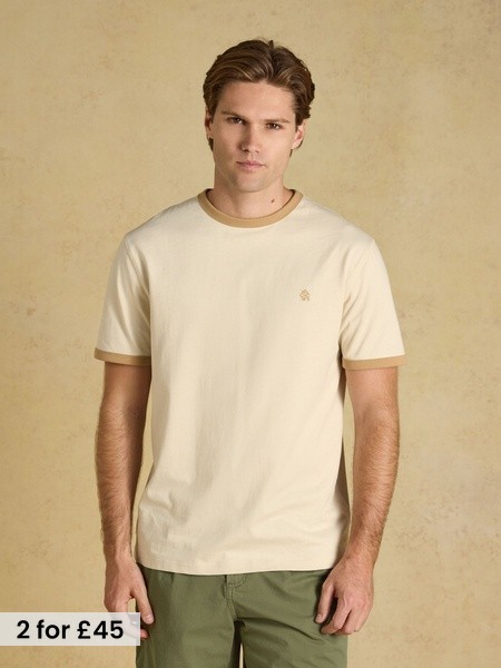 Cream - Regular Crew Neck Cotton T-shirt
