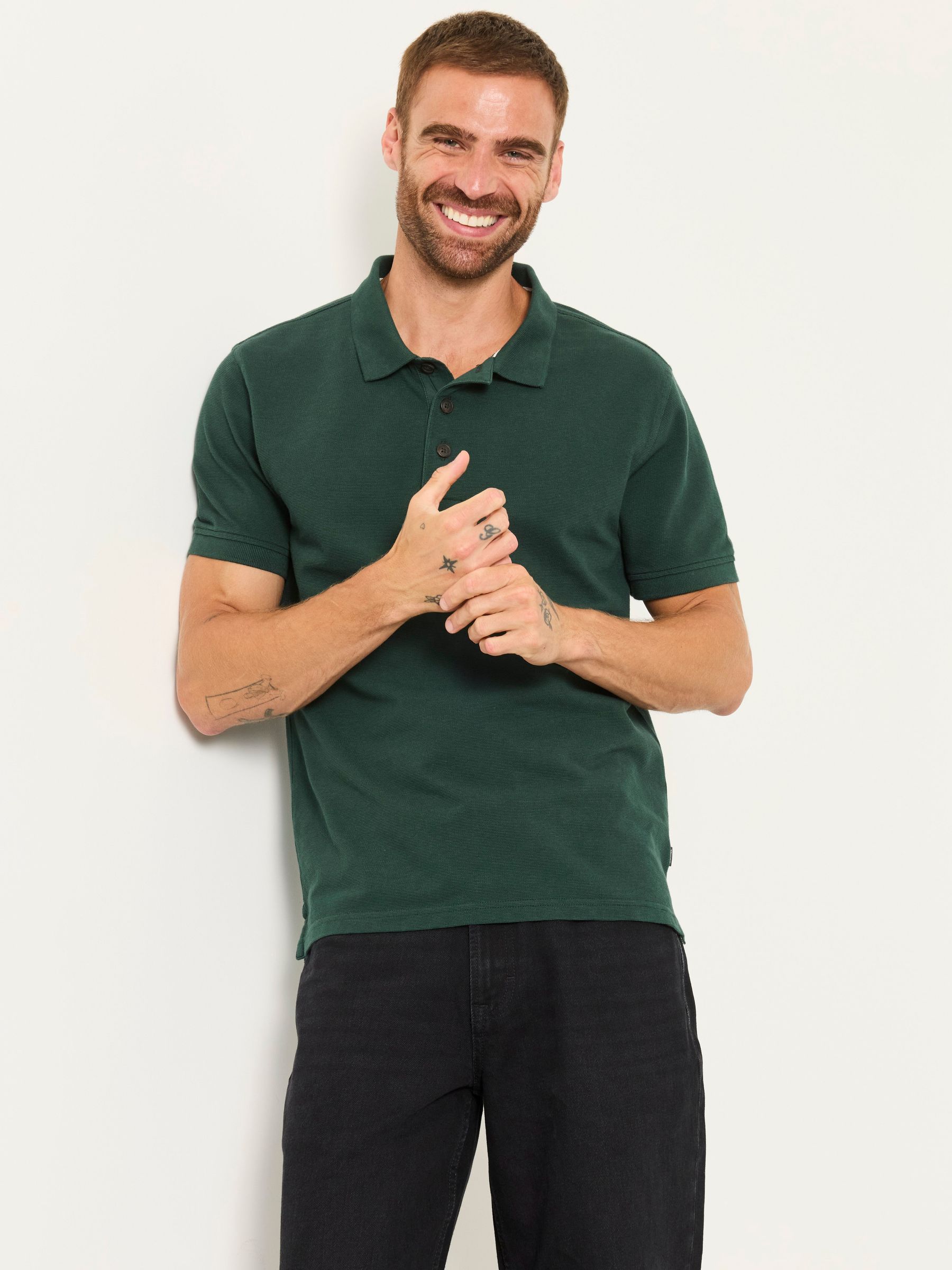 Emerald Green - Regular Clifton Textured Polo Shirt