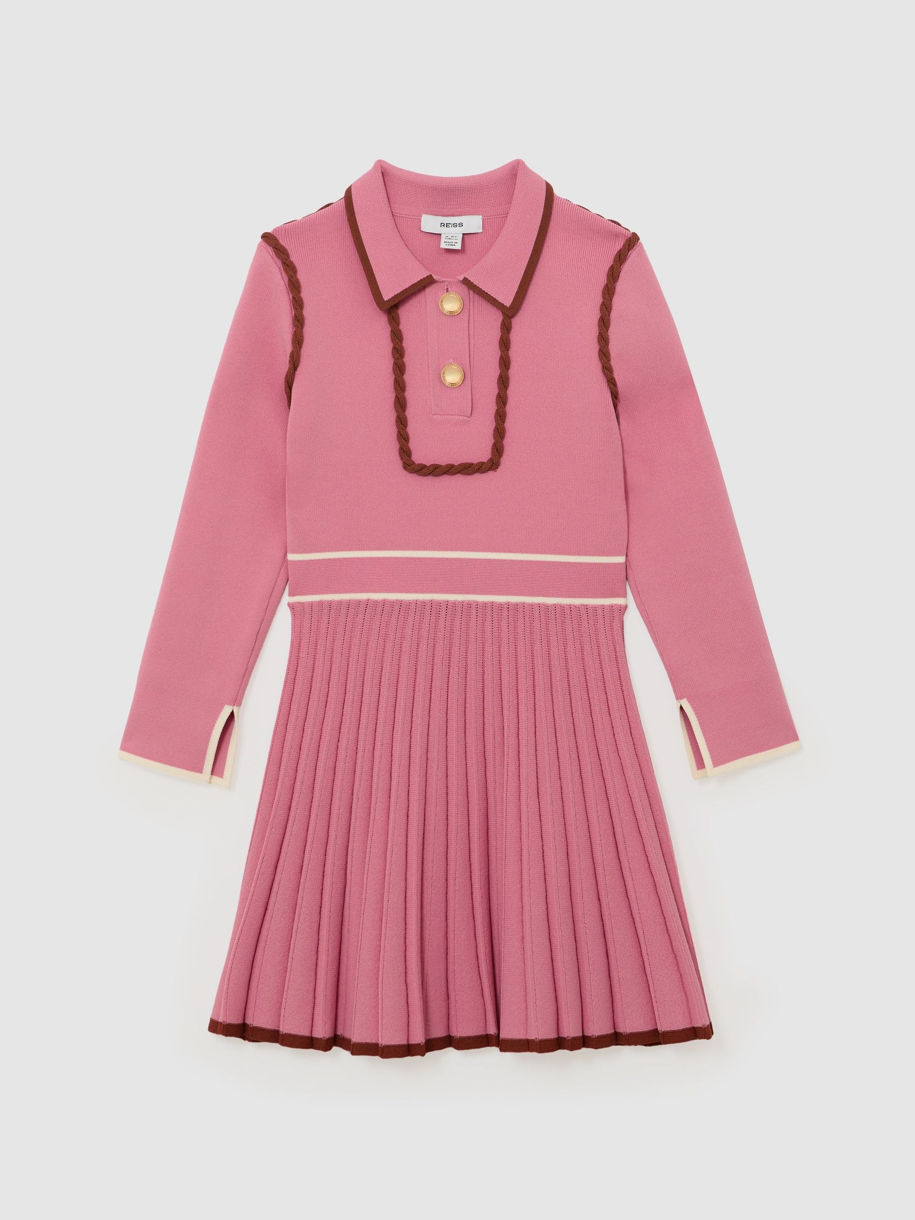13-14 yrs Piped Knitted Skater Dress in Pink (W19969) | £80