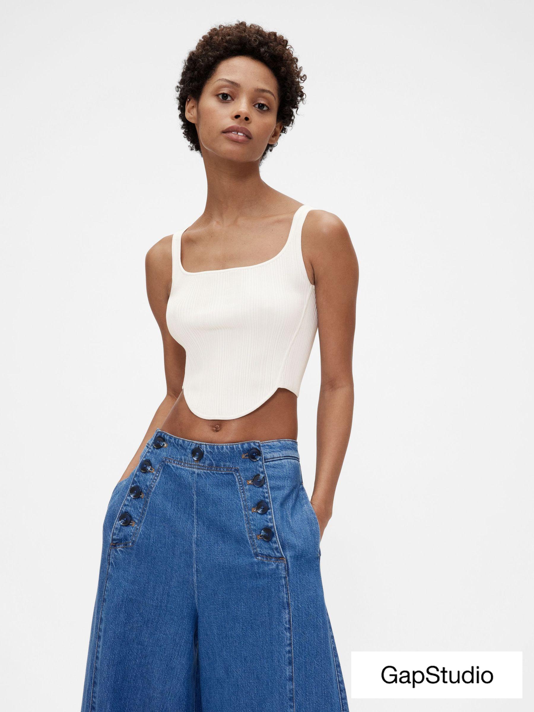 White Knit Corset Top (W22147) | £60